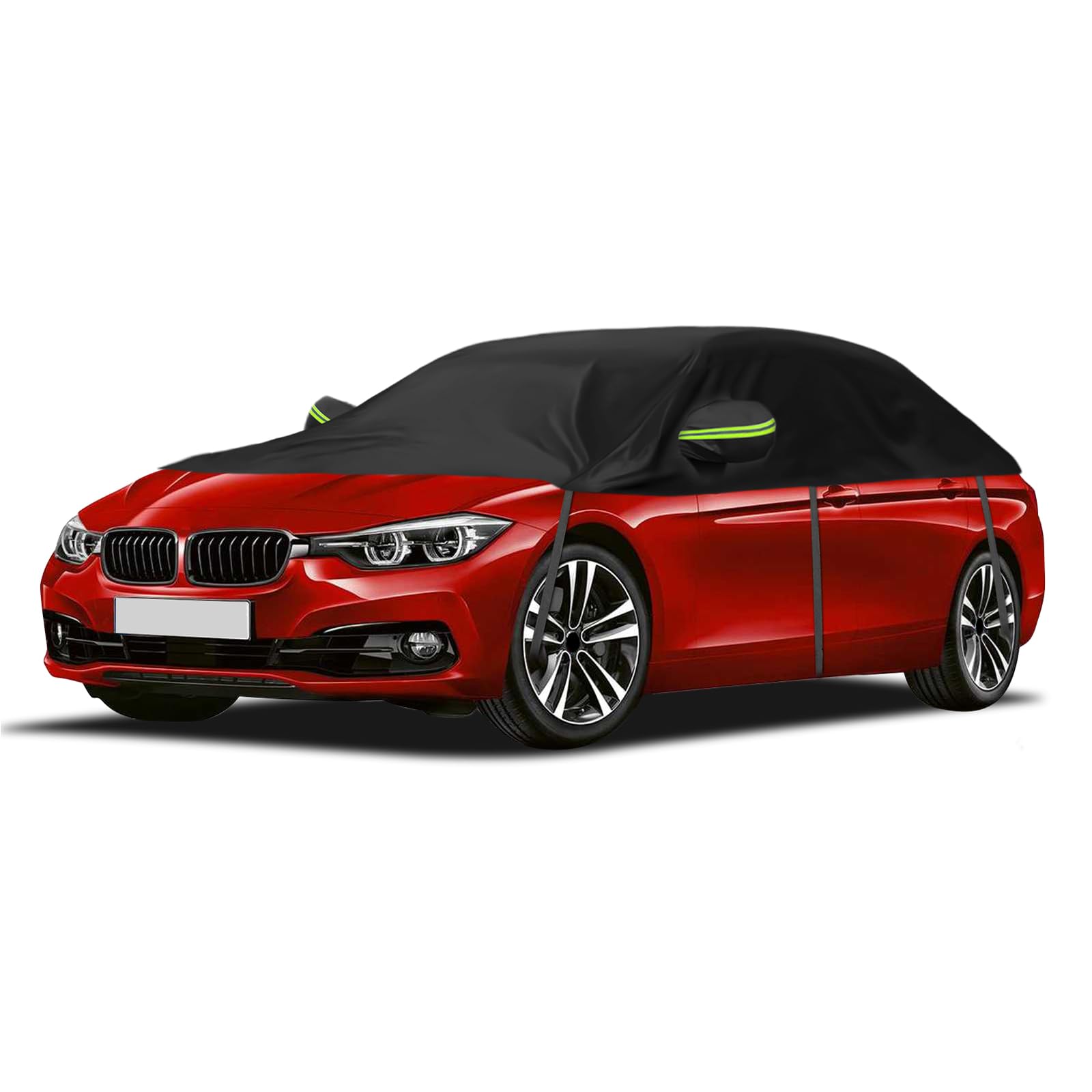 Universelle Halbgarage für Autos 323 * 150 * 49cm, Autoabdeckung Wasserdicht Ersatz für BMW 3 Series, Ersatz für Porsche 911, Autoplane Halbabdeckung für Allwetter, UV-Beständige Vollgarage Regen von JinsenTGG