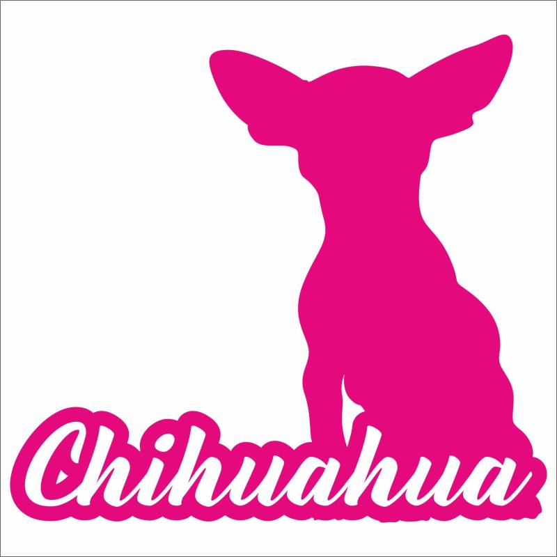 Jintora Aufkleber für Auto - Autoaufkleber - JDM - Die Cut - Chihuahua mit Name Techichi - 108x99 mm -JDM - Die Cut - Bus - Fenster - Heckscheibe - Laptop - LKW - Tuning - pink von Jintora