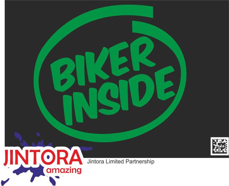 Jintora Aufkleber für Auto - Autoaufkleber - JDM - Die Cut - Biker Inside - 109x99 mm - JDM - Die Cut - Bus - Fenster - Heckscheibe - Laptop - LKW - Tuning - grün von Jintora