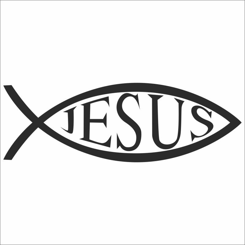 Jintora Aufkleber für Auto - Autoaufkleber - JDM - Die Cut - Jesus Fisch - 210x70 mm - JDM - Die Cut - Bus - Fenster - Heckscheibe - Laptop - LKW - Tuning - schwarz von Jintora