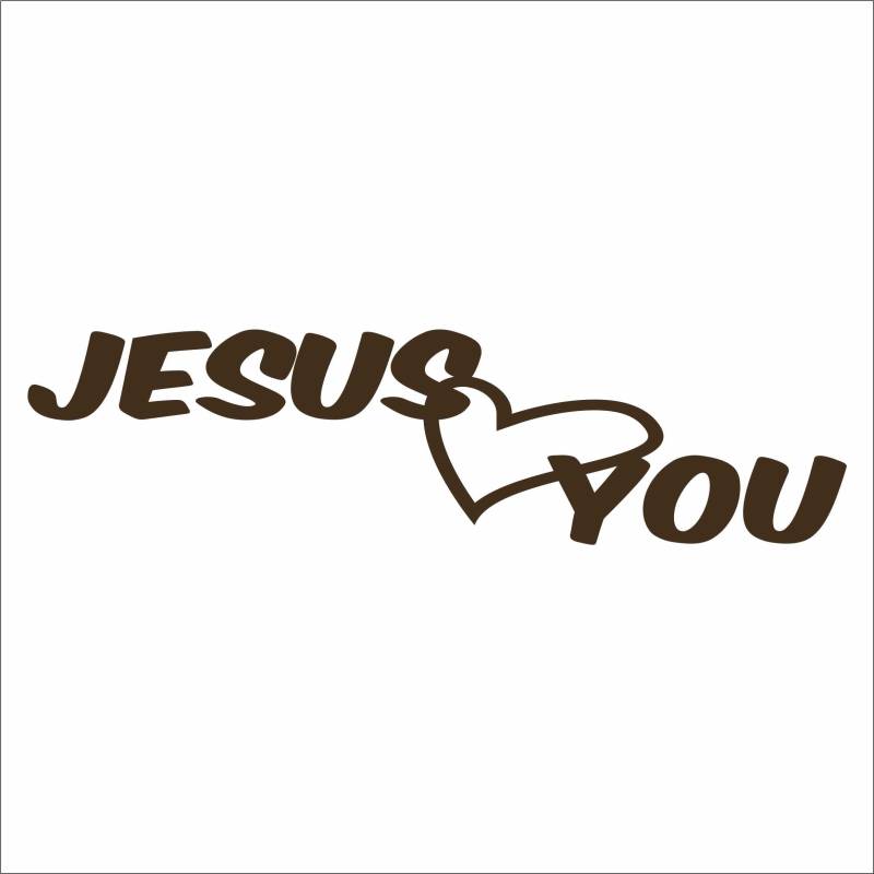 Jintora Aufkleber für Auto - Autoaufkleber - JDM - Die Cut - Jesus Love You Christentum - 210x55 mm - JDM - Die Cut - Bus - Fenster - Heckscheibe - Laptop - LKW - Tuning - braun von Jintora