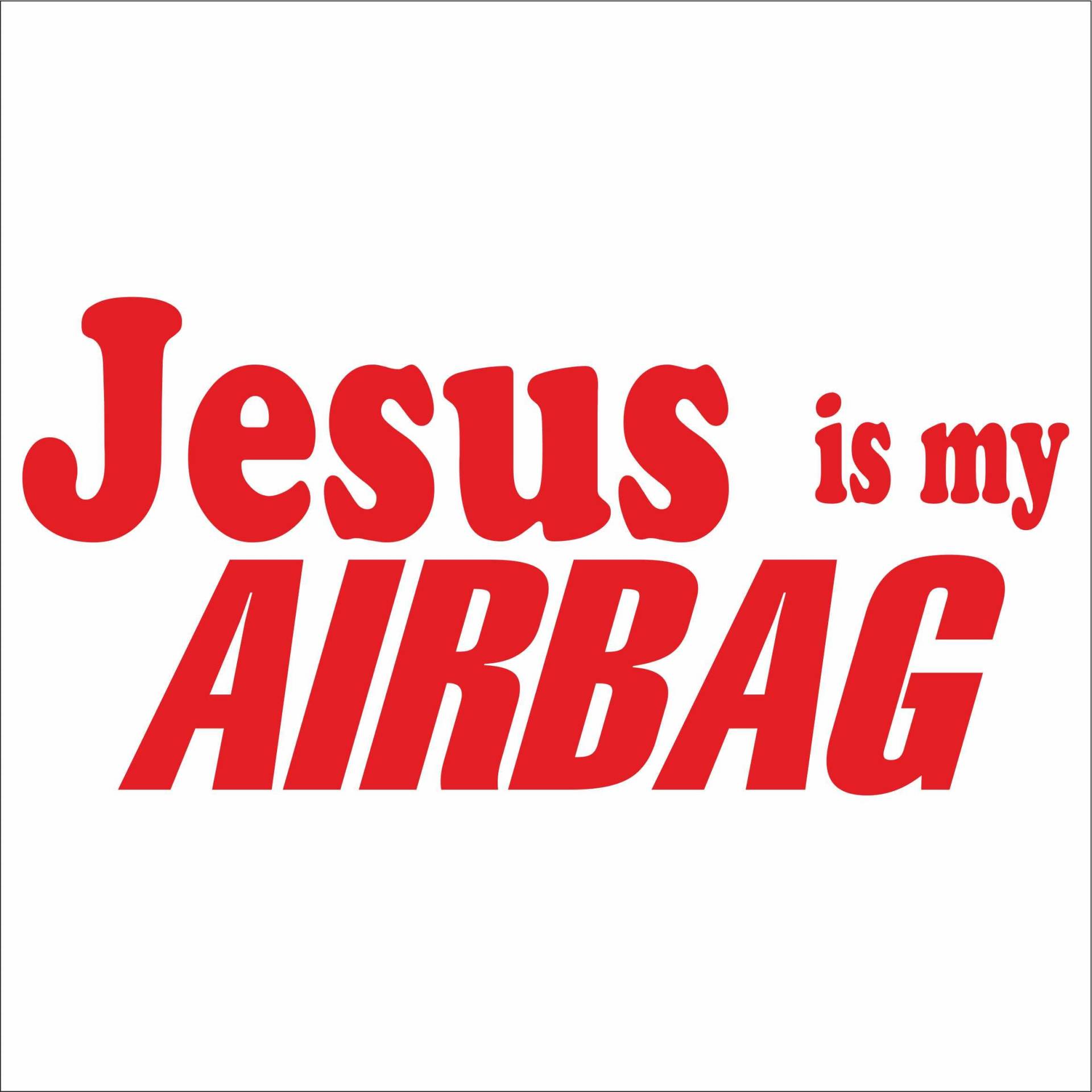 Jintora Aufkleber für Auto - Autoaufkleber - JDM - Die Cut - Jesus is My airbag - 207x99 mm - JDM - Die Cut - Bus - Fenster - Heckscheibe - Laptop - LKW - Tuning - rot von Jintora