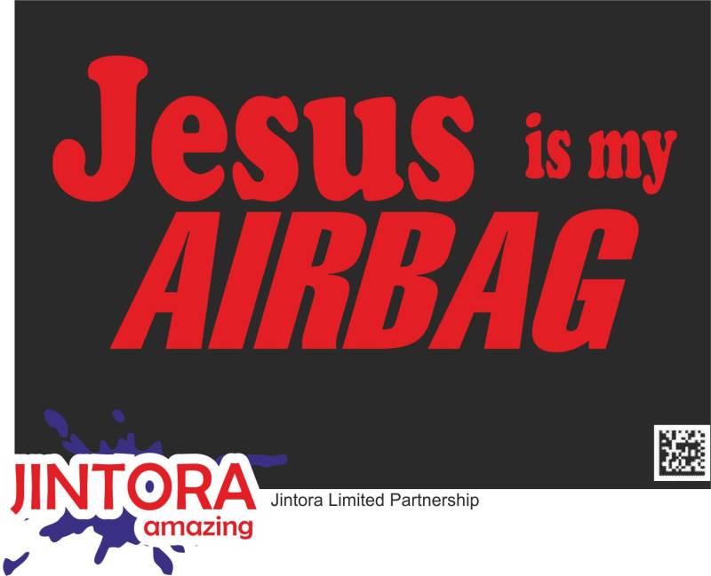 Jintora Aufkleber für Auto - Autoaufkleber - JDM - Die Cut - Jesus is My airbag - 207x99 mm - JDM - Die Cut - Bus - Fenster - Heckscheibe - Laptop - LKW - Tuning - rot von Jintora