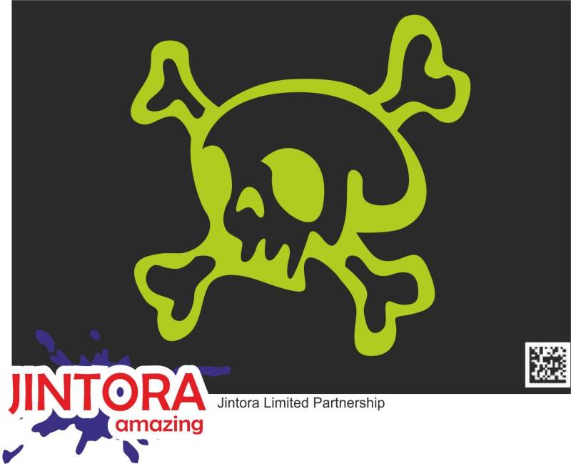 Jintora Aufkleber für Auto - Autoaufkleber - JDM - Die Cut - Skull - 99x99 mm - JDM - Die Cut - Bus - Fenster - Heckscheibe - Laptop - LKW - Tuning - gelb grün von Jintora