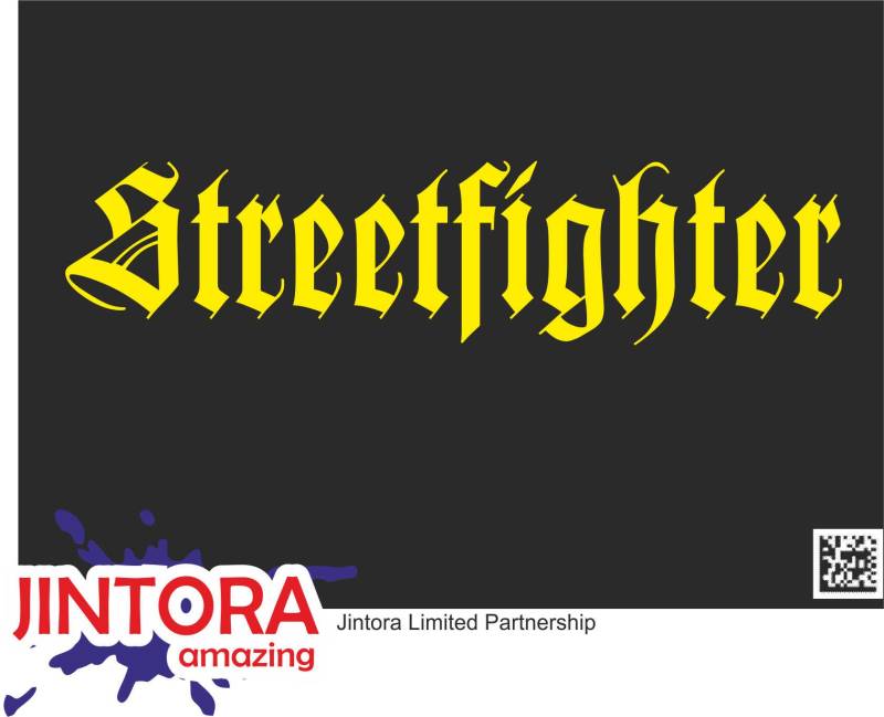 Jintora Aufkleber für Auto - Autoaufkleber - JDM - Die Cut - Streetfighter - 210x50 mm - JDM - Die Cut - Bus - Fenster - Heckscheibe - Laptop - LKW - Tuning - gelb von Jintora