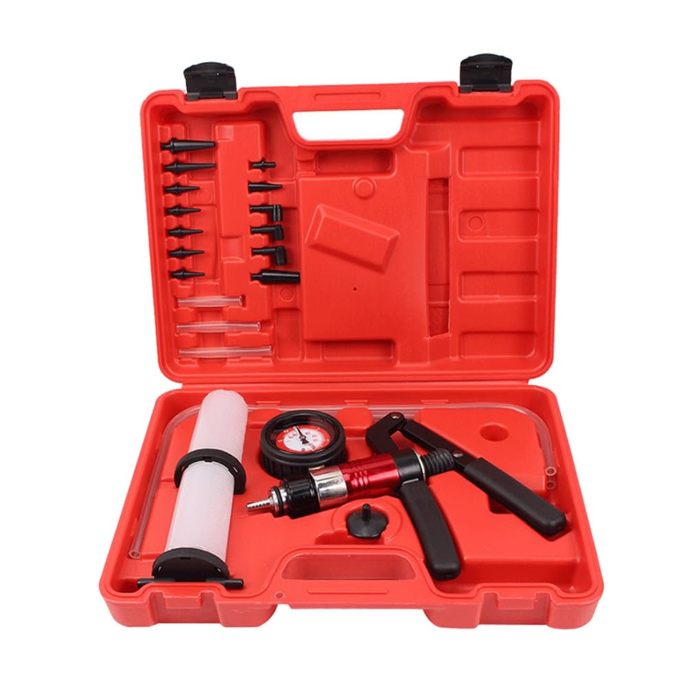 Jisapmzu Hand-Vakuumpumpen-Kit, Schwarze Hand-Vakuumpumpe, Metall-Hand-Vakuumpumpe, Auto-Diagnose-Tool, Auto-Auto-Hand-Vakuumpumpe, Bremsentlüftungsadapter, Flüssigkeitsbehälter, Öltester, Werkzeug-Se von Jisapmzu