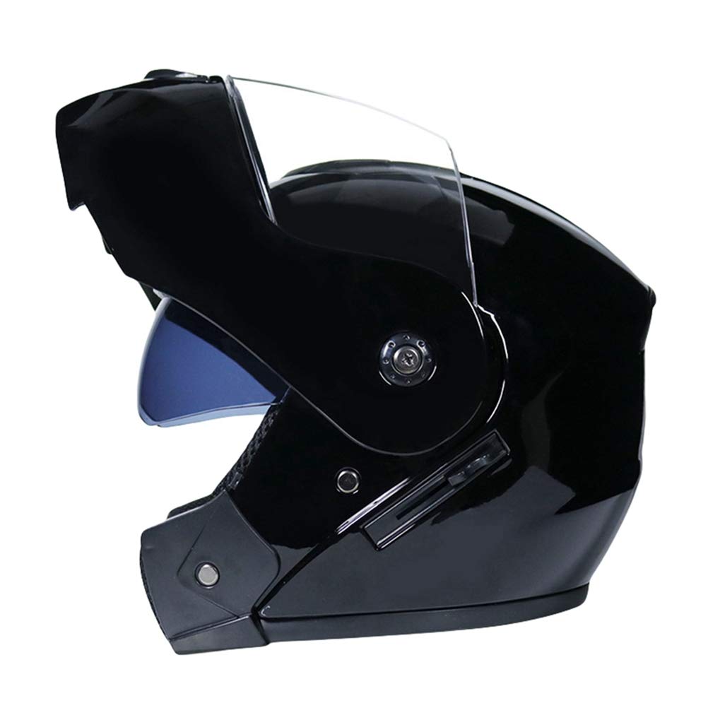 Jitong Motorradhelm Doppelvisier Integralhelm Damen und Herren Mofahelme Klapphelm mit Sonnenblende - Helles Schwarz | Transparent, L von Jitong