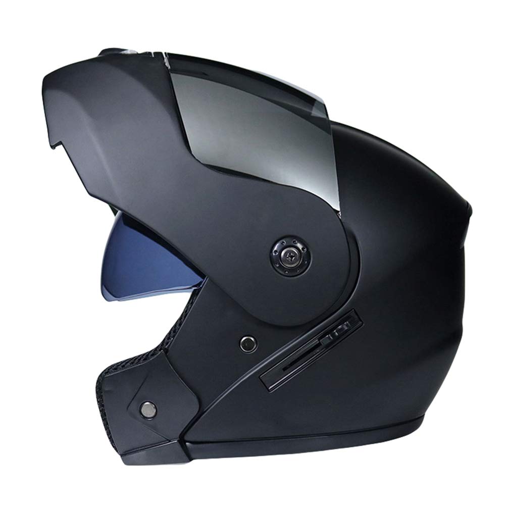 Jitong Motorradhelm Doppelvisier Integralhelm Damen und Herren Mofahelme Klapphelm mit Sonnenblende - Matt schwarz | Silber, S von Jitong