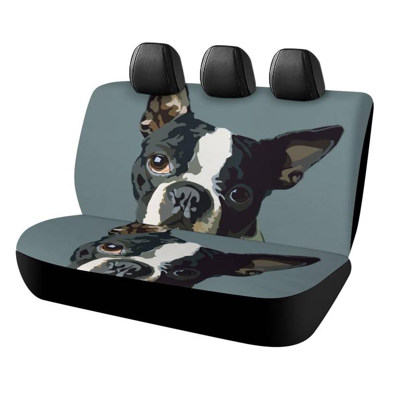 JiuPopular Auto Rücksitzbezug, Boston Terrier Autositzbezug, Universal Sitzbezüge Set für die meisten Autos LKW SUV von JiuPopular