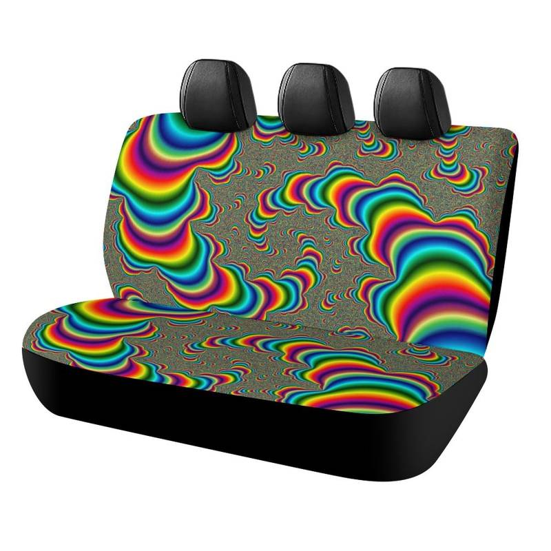 JiuPopular Auto-Rücksitzbezug, psychedelic Trippy Rainbow Autositzbezug, Universal-Sitzbezüge-Set für die meisten Autos, LKWs, SUVs von JiuPopular