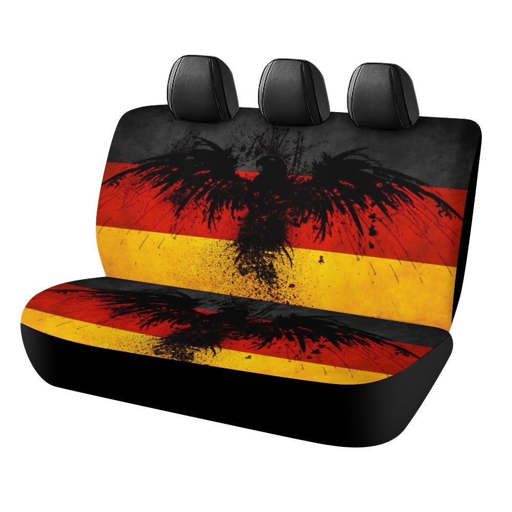 JiuPopular Auto Rücksitzbezug Deutschland Flagge Adler Auto Sitzbezug Universal Sitzbezüge Set für die meisten Autos LKW SUV von JiuPopular