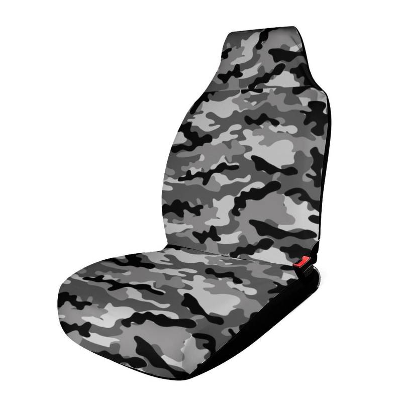 JiuPopular Autositzbezug Sitze vorne, Grau Camouflage Autositzbezug, Universal Autositzschoner von JiuPopular