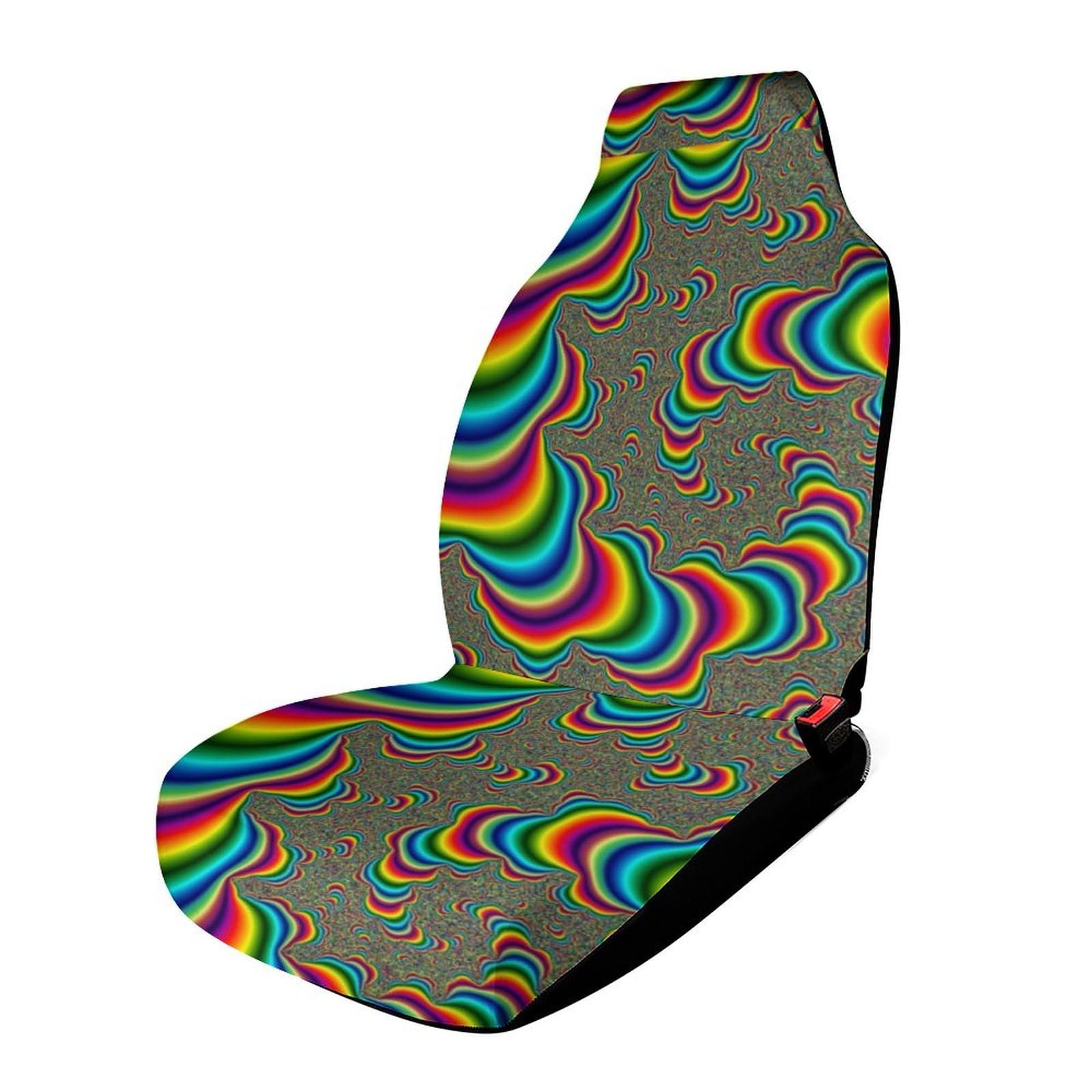 JiuPopular Autositzbezug Vorne Psychedelic Trippy Rainbow Autositzbezug Universal Autositzschoner von JiuPopular