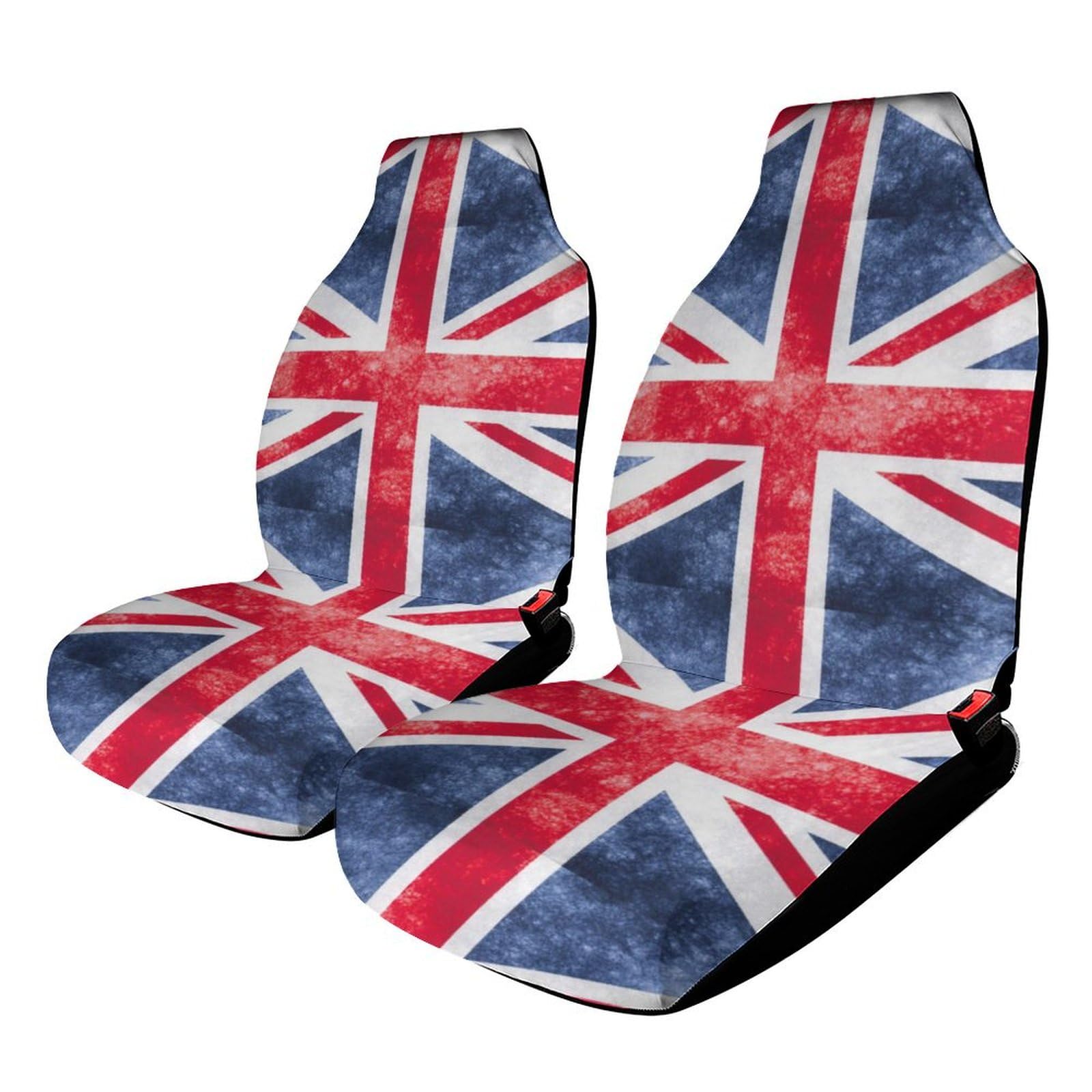 JiuPopular Autositzbezug für Vordersitze, Vintage, Union Jack, britische Flagge, universeller Autositzschutz von JiuPopular