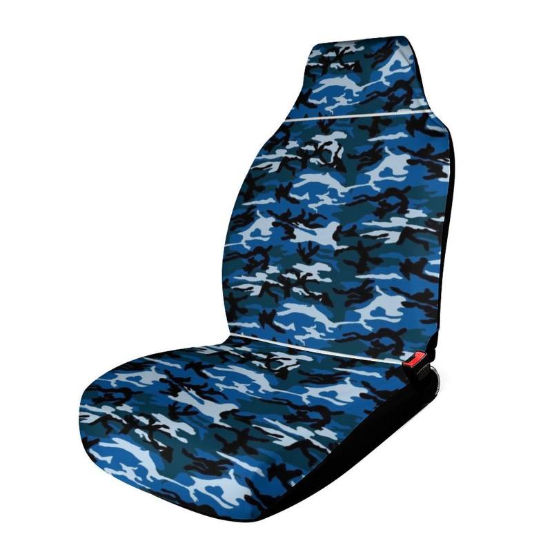 JiuPopular Autositzbezug für Vordersitze, blau, Camouflage, universeller Autositzschutz von JiuPopular