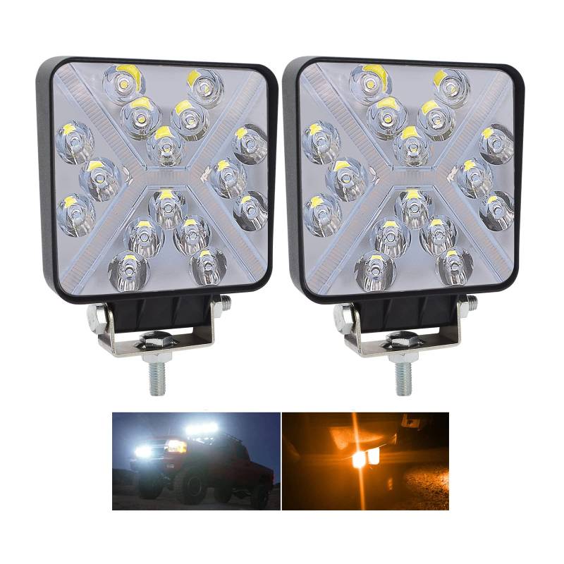 JoaSinc LED Arbeitsscheinwerfer, 4 Inch 48W LED Scheinwerfer 12V Zusatzscheinwerfer Offroad Flutlicht Spotlight Wasserdicht Arbeitsleuchte Nebelscheinwerfer für Traktor 4x4 SUV ATV Auto LKW von JoaSinc