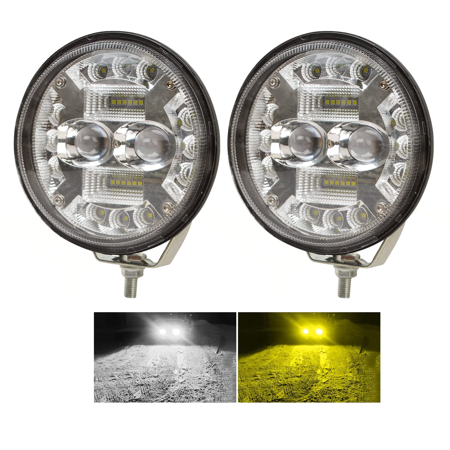 JoaSinc LED Arbeitsscheinwerfer Rund 12V 5 Zoll 92W LED Zusatzscheinwerfer Wasserdicht LED Arbeitslicht Bar Scheinwerfer Offroad Flutlicht Spotlight Nebelscheinwerfer für Traktor 4x4 SUV UTV ATV LKW von JoaSinc