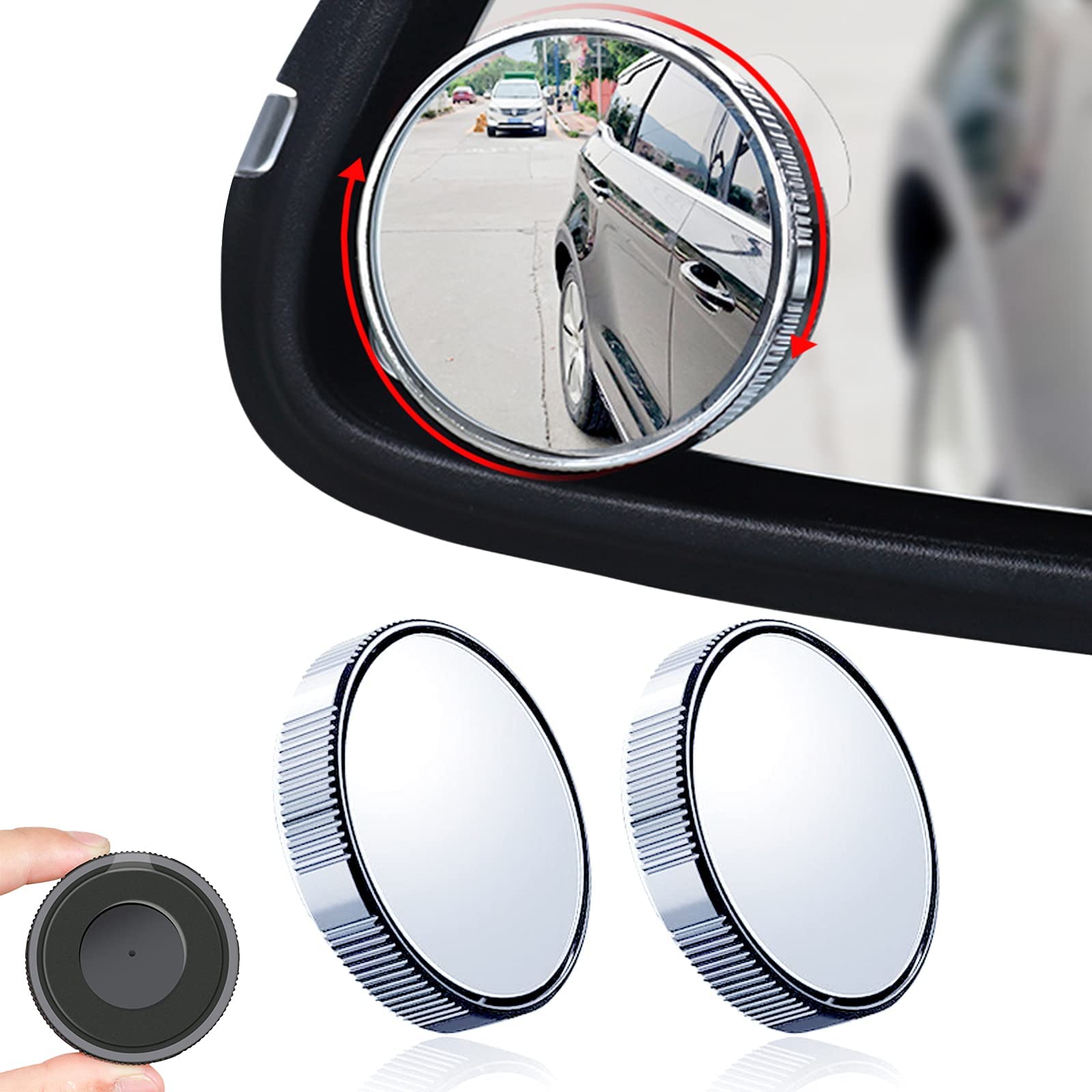 Joayuezo 2 PCS Auto-Toter-Winkel-Spiegel, 360 ° Drehbarer, Verstellbarer HD-Glas-Spiegel, Für Autos, LKWs, SUVs, Verkehrssicherheit (Silver) von Joayuezo