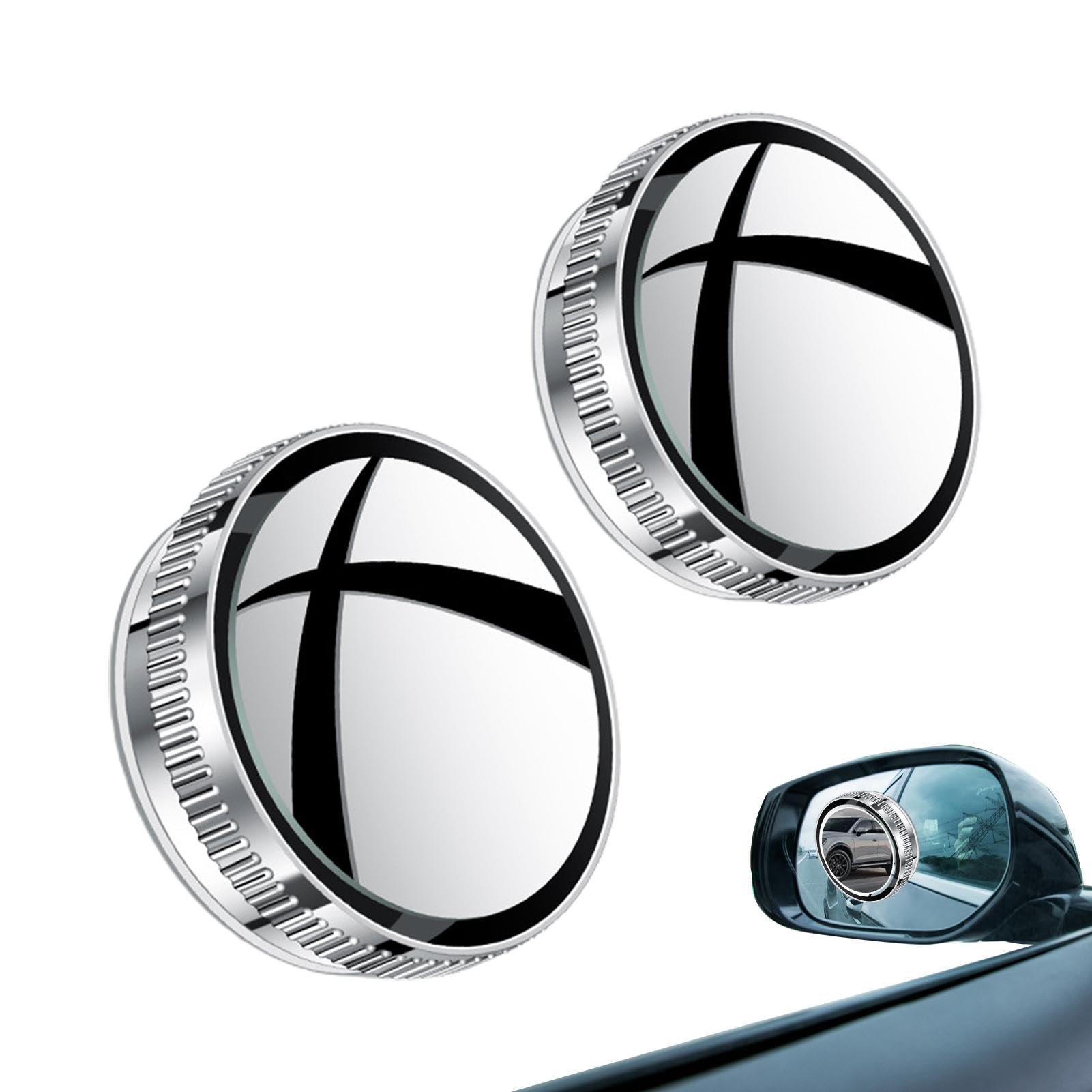 2-teiliger Auto-Toter-Winkel-Spiegel – Um 360° Drehbarer, Verstellbarer HD-konvexer Glasspiegel | Kollisionsverhinderung, Adsorptionshalterung, Seitliches Rücksichtglas Für Wohnmobile von Joberio