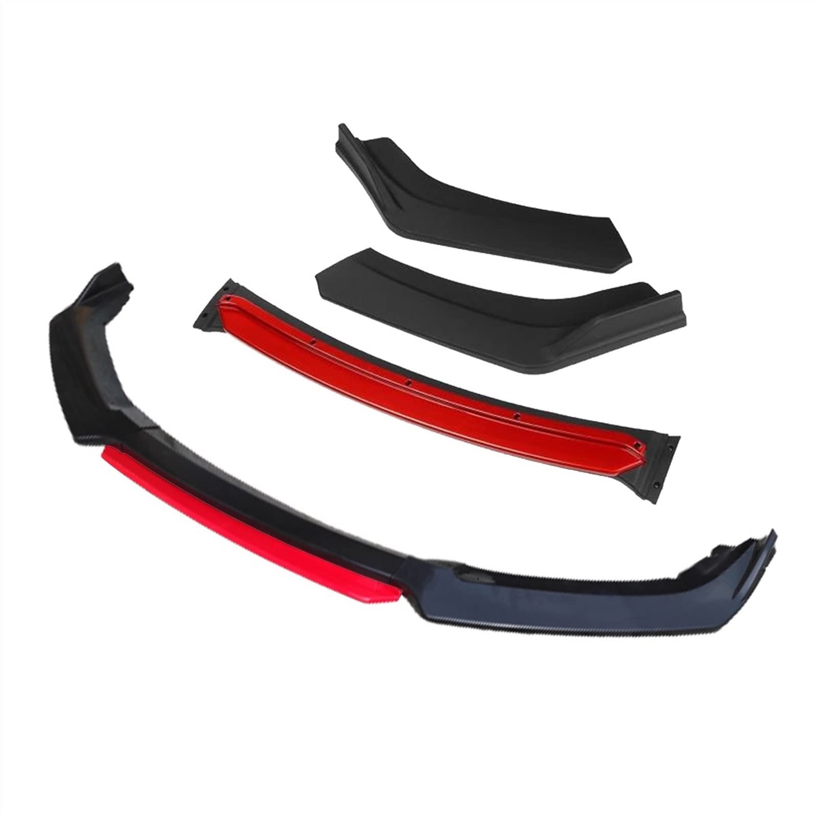 Jodriva 3 Stück Auto-Frontstoßstangenlippe, glänzend, Splitter, Diffusor, Body-Kit, Spoilerstoßstangen, for VW, Transporter 2008–2020, Schwarz Frontspoilerstoßstangen(4pcs+Red) von Jodriva