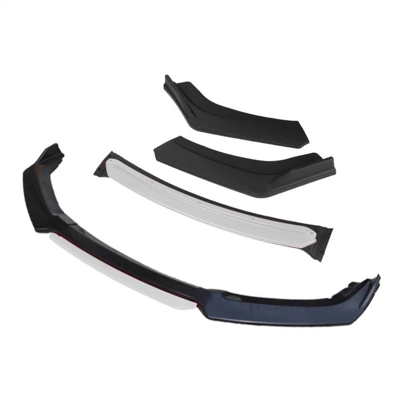 Jodriva 3 Stück Autozubehör Frontstoßstange Lippendiffusor Body Kit Spoiler, for Mitsubishi, Lancer Evo Schwarz Frontspoilerstoßstangen(4pcs+White) von Jodriva