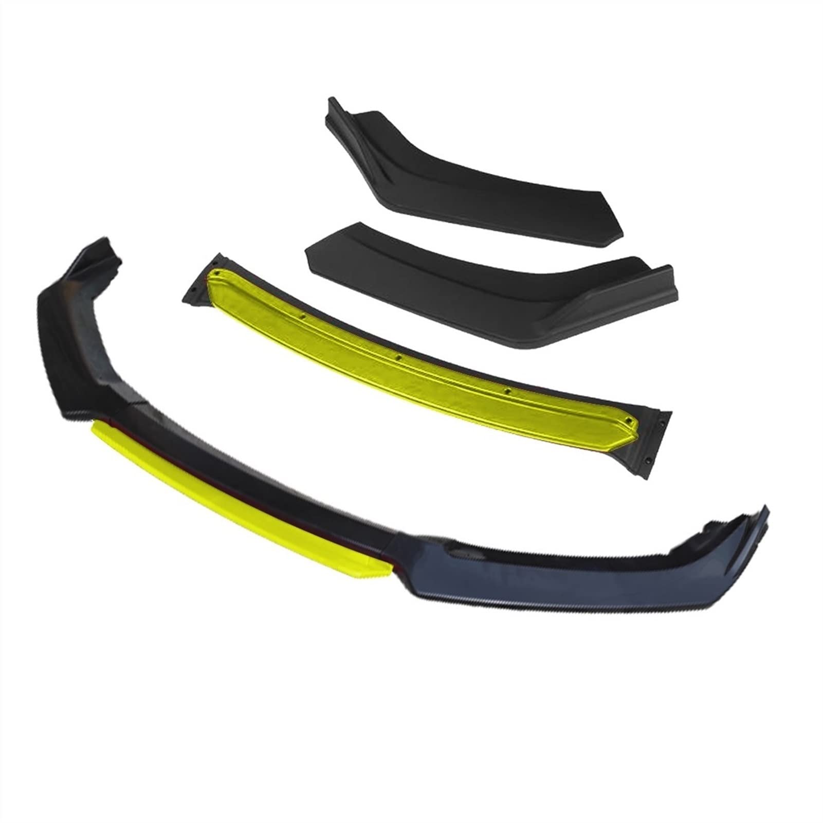 Jodriva 3 Stück Zubehör Auto Frontstoßstange Lippendiffusor Body Kit Spoiler, for Opel, for Vauxhall, Astra J Schwarz Frontspoilerstoßstangen(4pcs+Yellow) von Jodriva