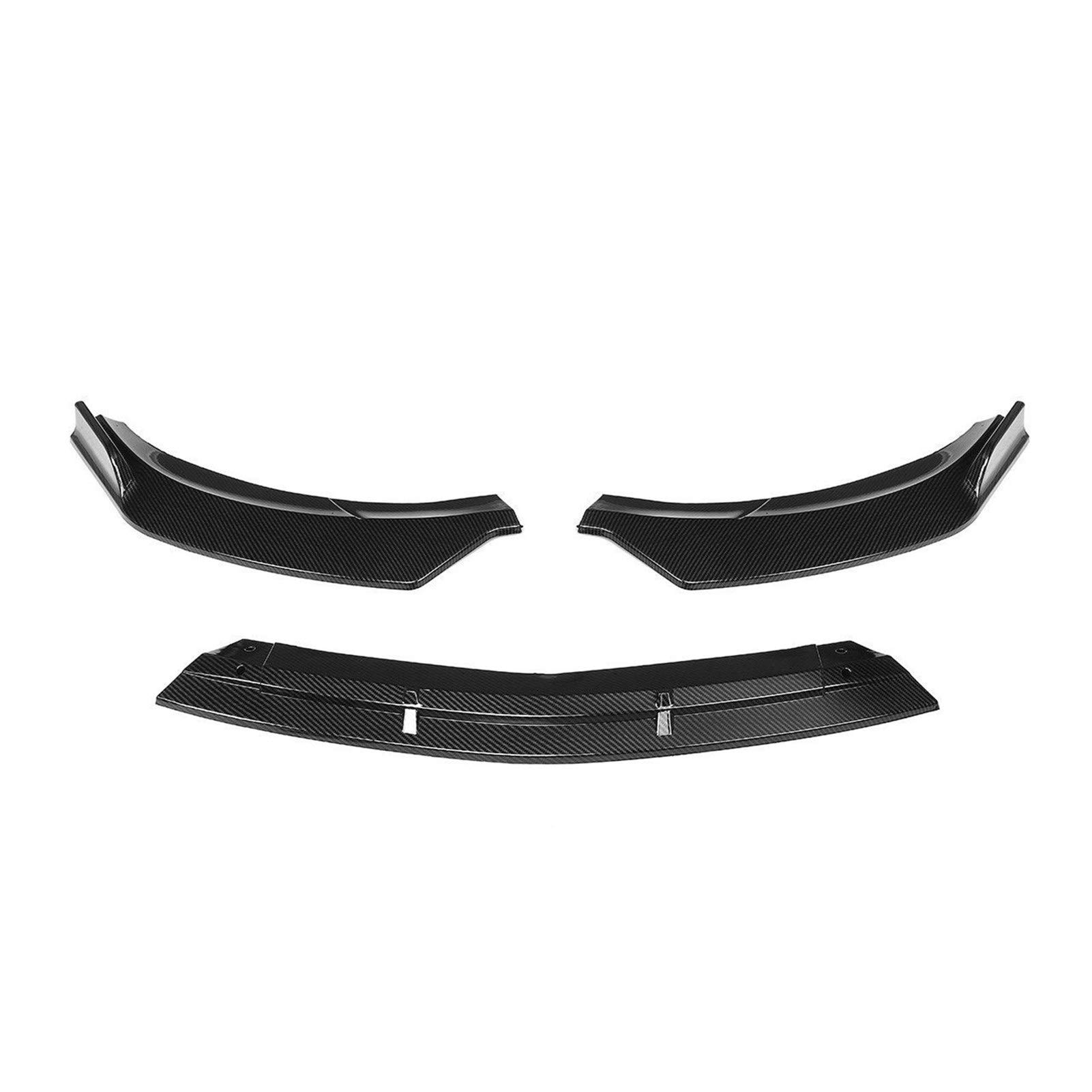 Jodriva 3-teiliges Auto-Frontstoßstangen-Splitter-Lippenspoiler-Diffusor-Schutzabdeckungsverkleidung, for Mercedes, for Benz, CLA-Klasse W117 2016-2020 Spoiler-Seitenflügelverkleidung(Carbon Fiber Loo von Jodriva