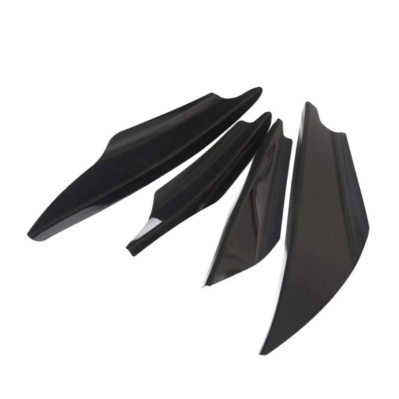 Jodriva 4 Stücke Schwarz Carbon Fiber Universal Fit Front Stoßstange Lip Diffusor Splitter Flossen Körper Spoiler Canards Valence Chin Auto Tuning C Spoiler-Seitenflügelverkleidung von Jodriva