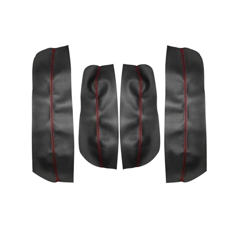 Jodriva 4 Teile/Satz, for Peugeot, 3008 2011 2012 Auto Innentür Armlehne Panel Schwarz Mikrofaser Leder Abdeckung Trim Zubehör mit Werkzeug Abdeckung der Türarmlehnenverkleidung(Black-red line) von Jodriva