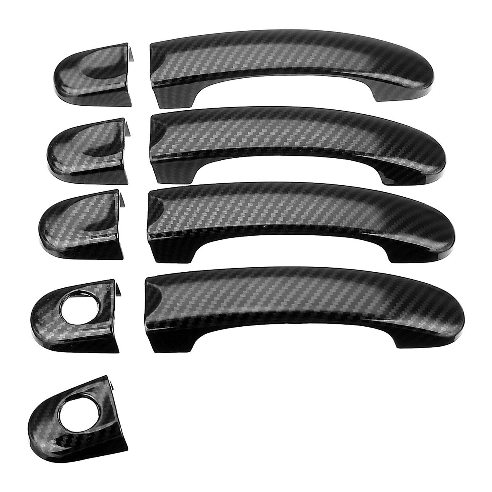 Jodriva ABS Carbon Autotürgriffabdeckungen Zierleisten, for VW, Transporter T5 2003-2015 T6 2016, for Caddy, Vans, for Multivan, Aufkleber Hülse für den Türgriff eines Fahrzeugs(Carbon 8 and 1) von Jodriva