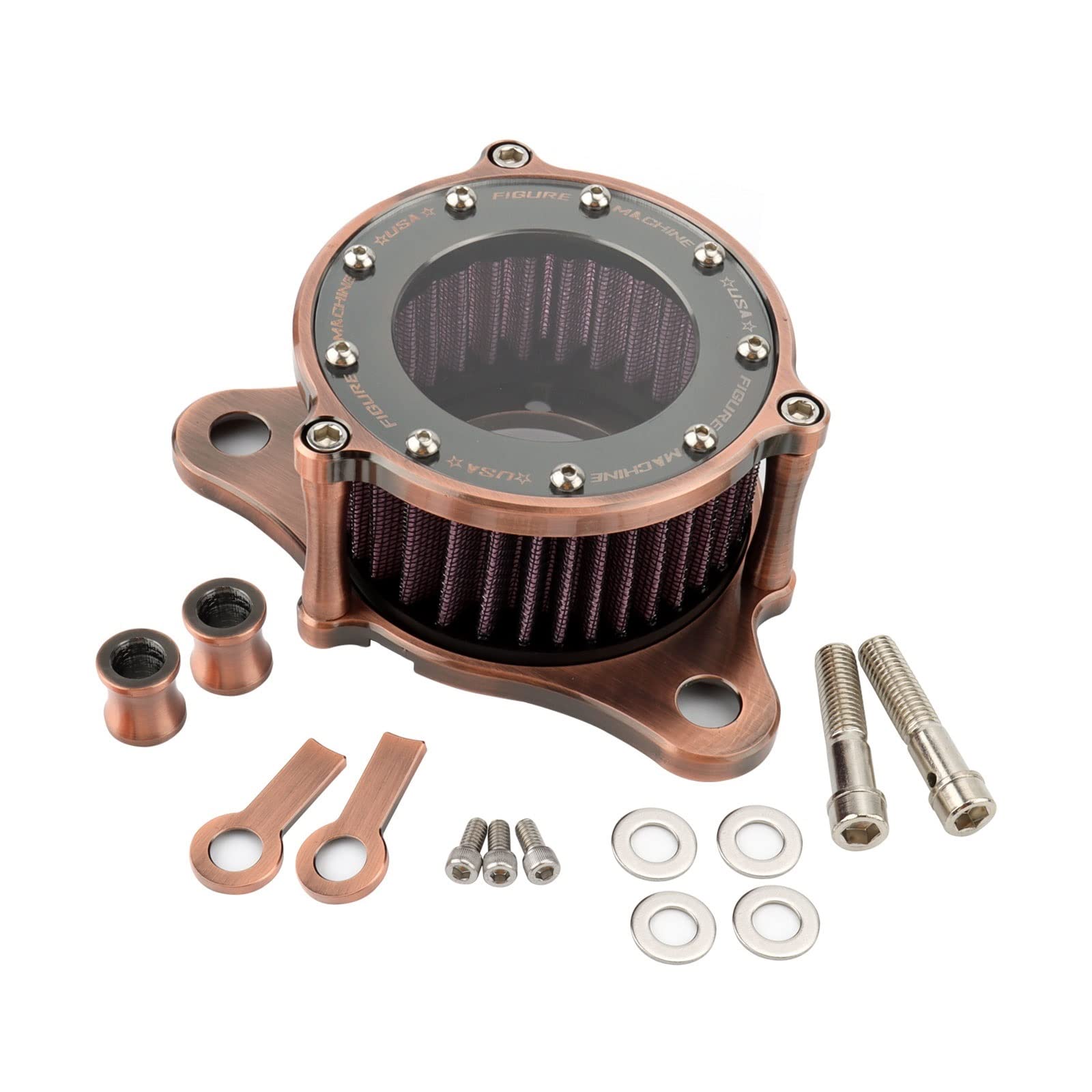 Jodriva CNC Bronze Luftfilter Motorrad Luftreiniger Ansaugsystem Kits, for Harley, Sportster Iron 883 XL1200 48 72 Forty-Eight 1991-2021 Luftfilter Ansaugkit von Jodriva