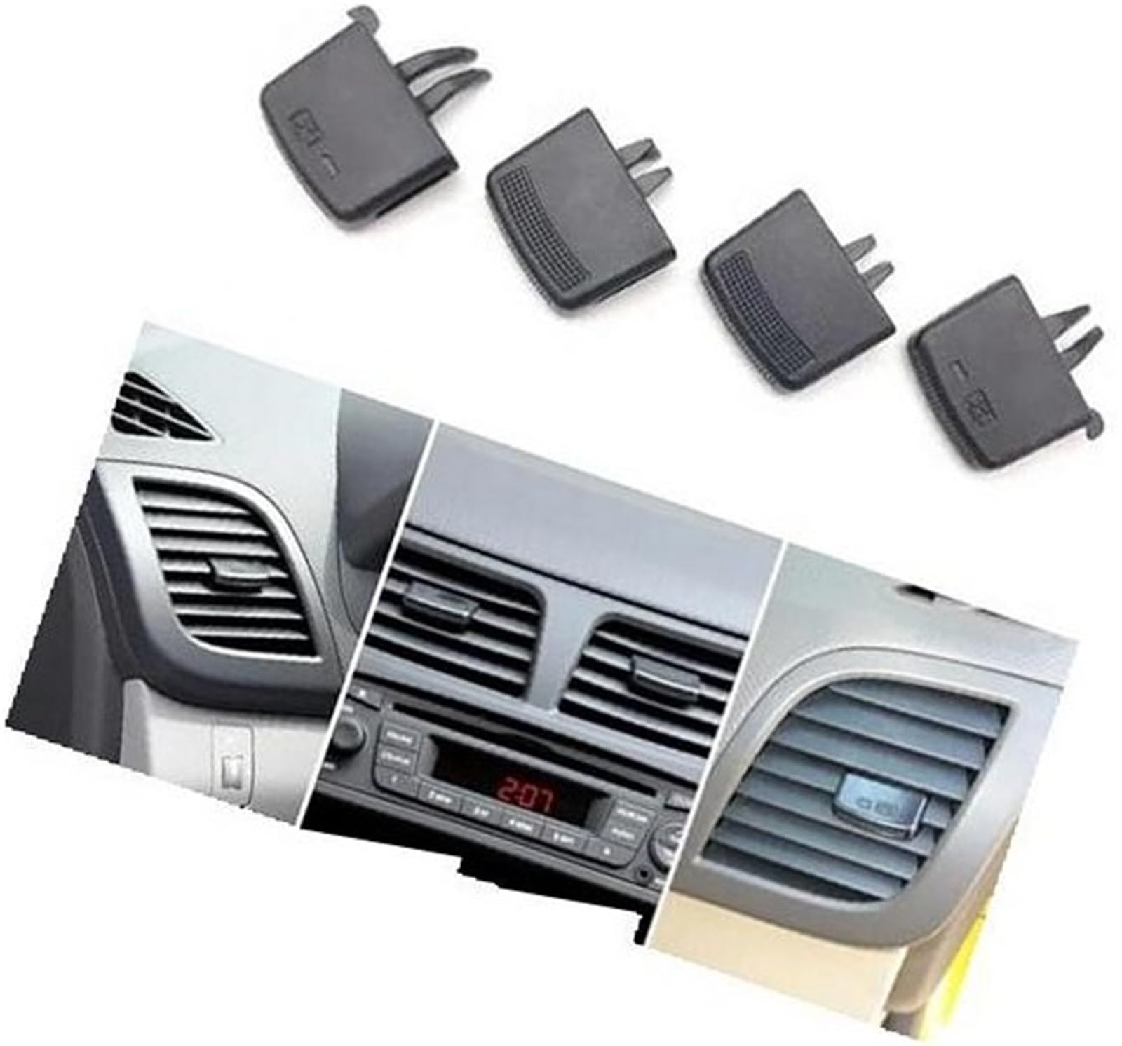 Jodriva Dashboard Air Vent Reparatur Kit Outlet Tab Clip Grille Auto Klimaanlage Clip, for Hyundai, for Verna, for Solaris 2010-2016 Lasche für AC-Entlüftungsclip(Black Set of 4) von Jodriva