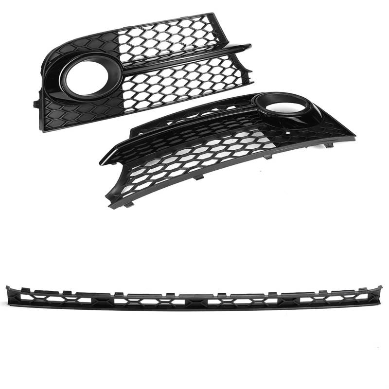 Jodriva Honeycomb HEX Auto-Nebelscheinwerfer-Kühlergrill, unterer Mittelgrill, for Audi, TT MK2 for, for TTS 2011 2012 2013 2014 Nebelscheinwerfer-Kühlergrill-Abdeckungsblende(Black) von Jodriva