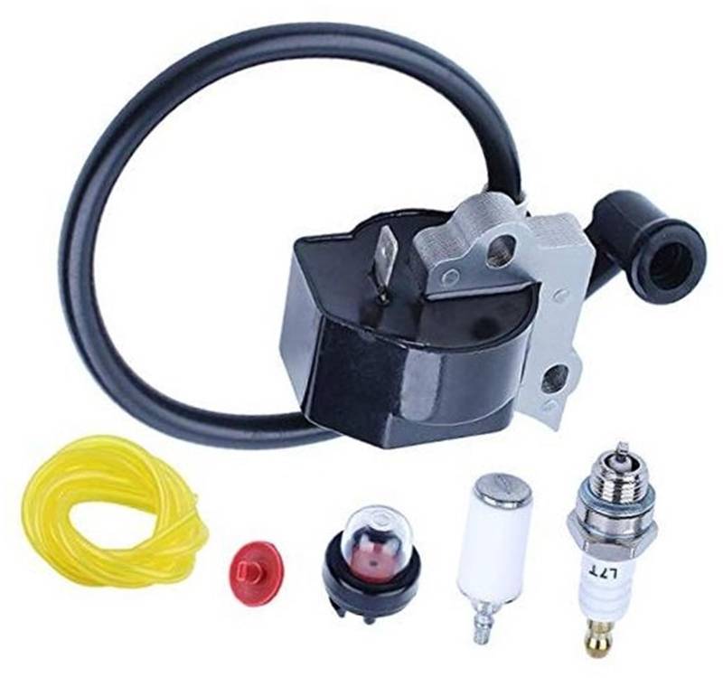 Jodriva Ignition Coil Fuel Filter Line Hose Kit, for Poulan, PP3516AV PP4218AV 585838301Replacement Parts with Check Valve Spark Plug Primer Bulb Spulenpaket für die Zündung von Jodriva