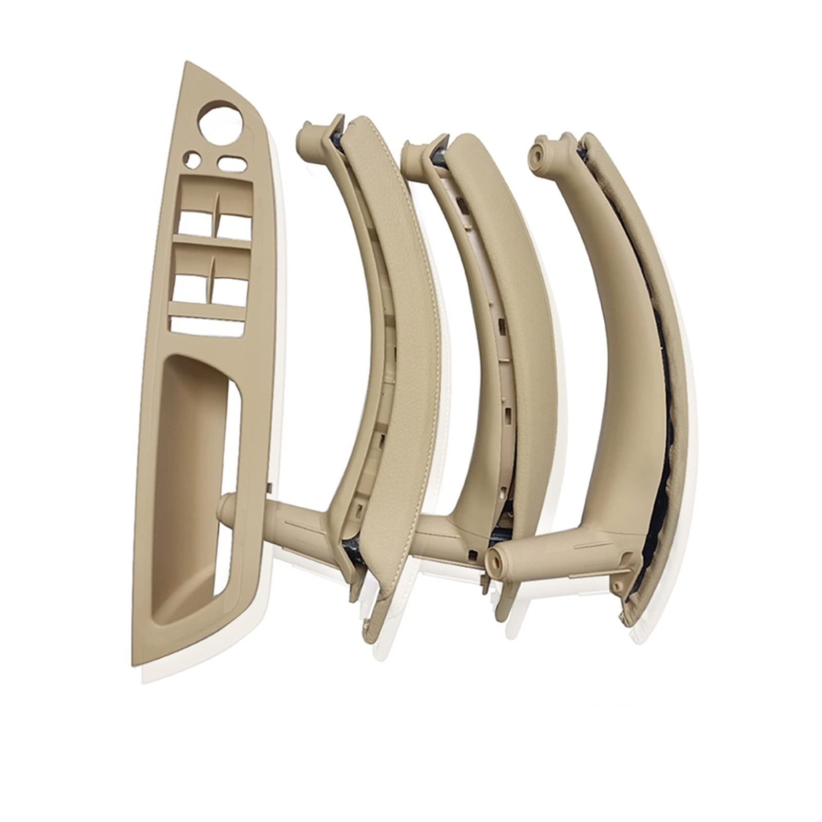 Jodriva LHD RHD Fensterschalterfeld Leder Türgriffabdeckung Baugruppe 7-teiliges komplettes Set, for, for X5 X6 E70 E71 E72 2007-2013 Zierabdeckung für Autogriffe(LHD Beige) von Jodriva