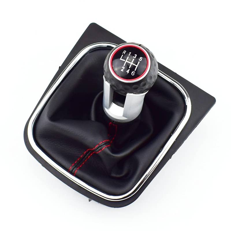 Jodriva Manueller Schaltknauf, Hebelstift, 5-6-Gang-Handball, Auto-Styling, for VW, for Volkswagen, for Golf 5 oder 6 MK5 oder 6 Auto-Schalthebelknopf(RED 6 Speed A) von Jodriva