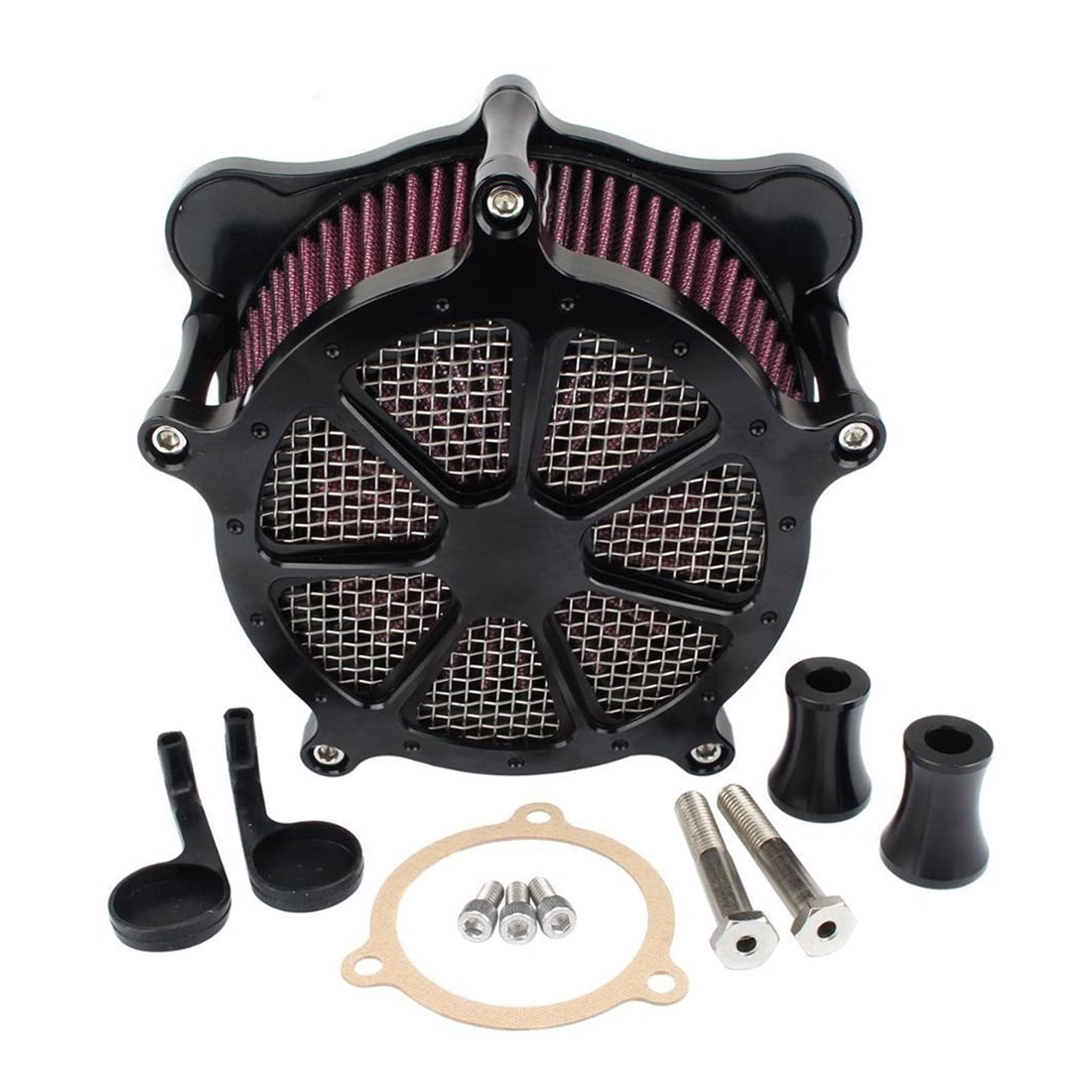 Jodriva Motorrad-Luftfilter, schwarz, CNC-Luftreiniger-Ansaugsystem, Touring Road King, Electra Glide 2008–2016, Dyna FXDLS, Softail Trike Luftfilter Ansaugkit von Jodriva