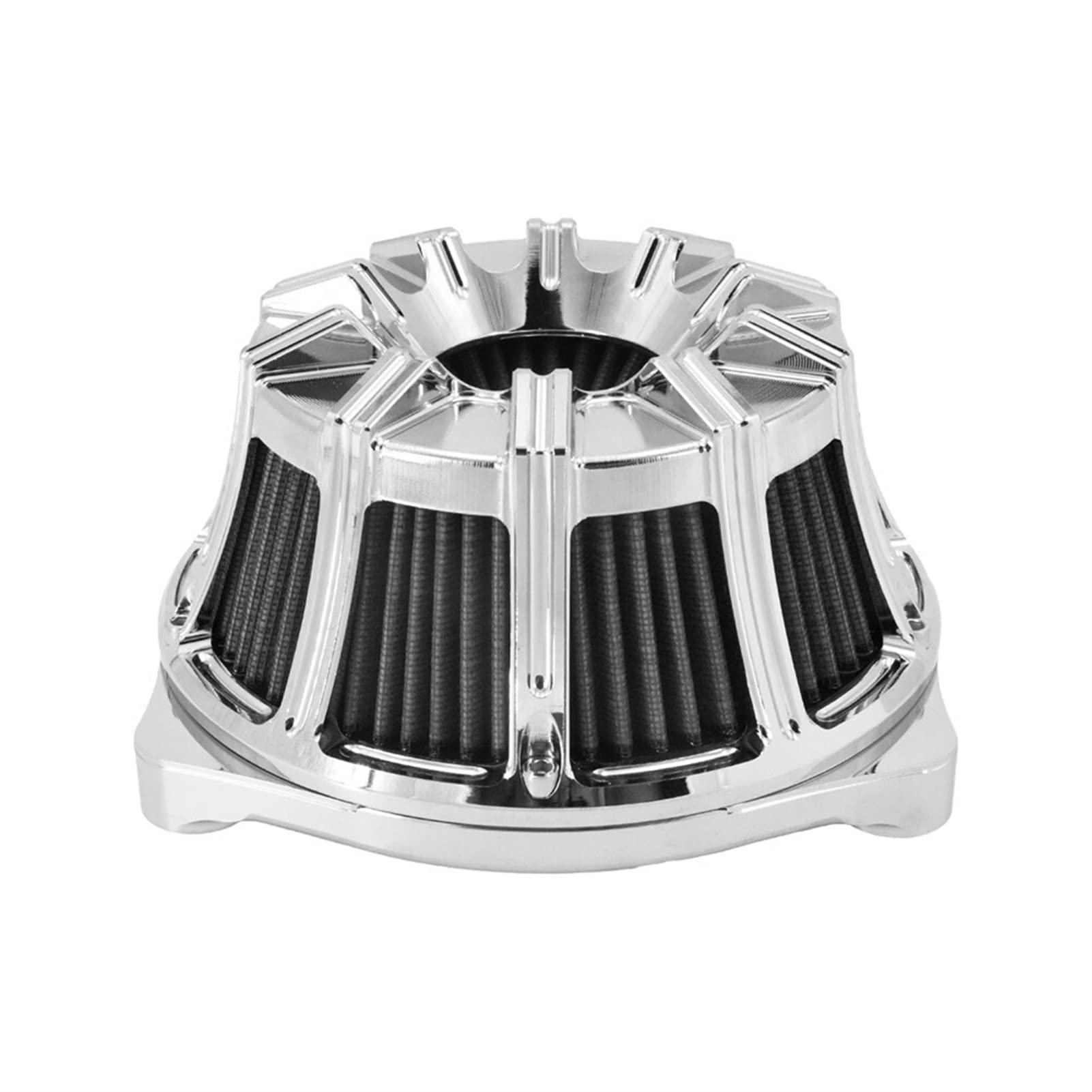 Jodriva Motorrad Luftfilter Ansaugluftfilter Schwarz/Chrom Aluminium, for Harley, Touring Road King Glide Sportster Dyna Softail FLHX Luftfilter Ansaugkit(Air Cleaner A) von Jodriva