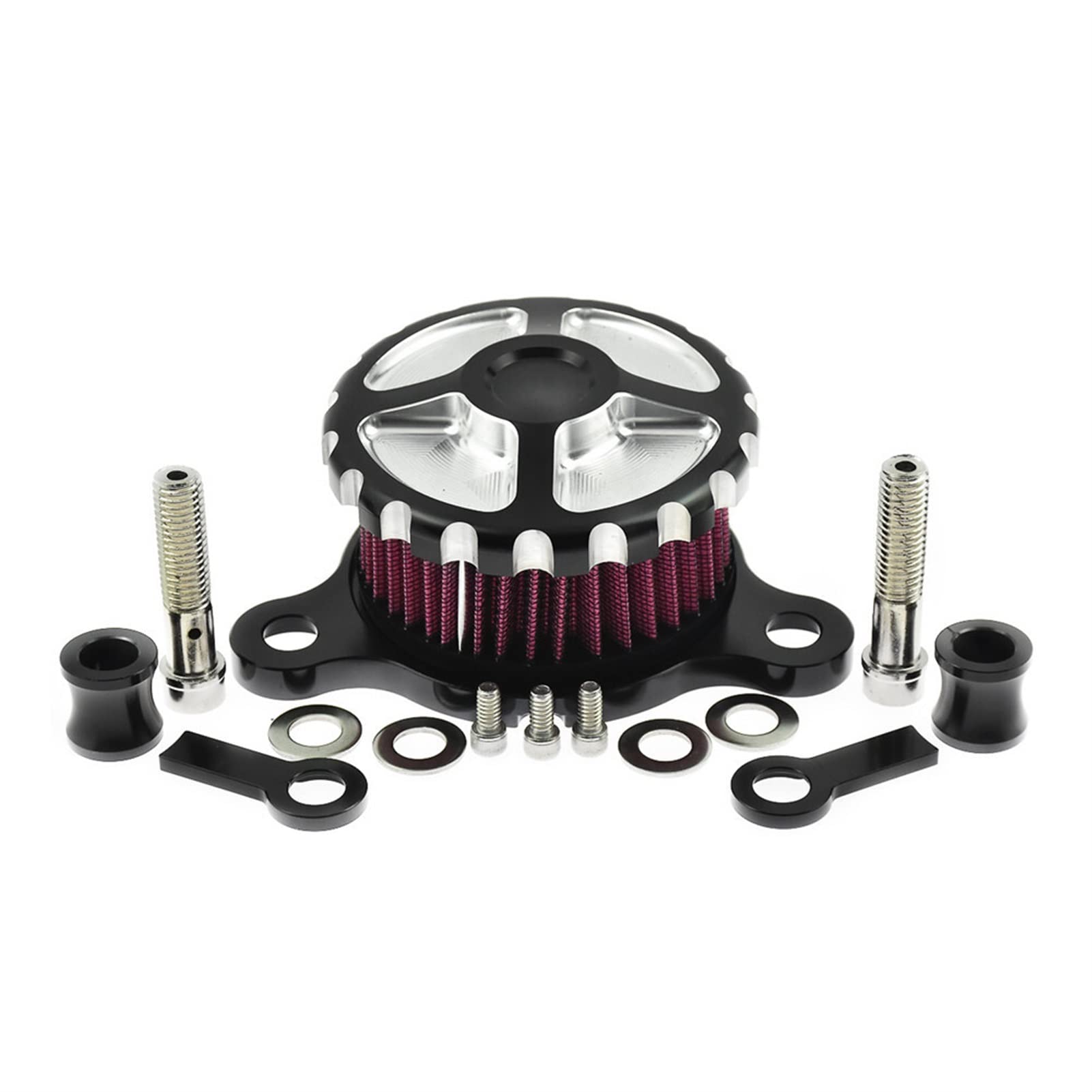 Jodriva Motorrad-Luftfilter-Ansaugluftfiltersystem aus Aluminium, for Harley, Sportster XL 883 1200 48 1991-2017 Iron 883 Luftfilter Ansaugkit(Air Cleaner Filter B) von Jodriva