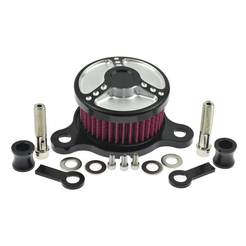 Jodriva Motorrad-Luftfilter-Ansaugluftfiltersystem aus Aluminium, for Harley, Sportster XL 883 1200 48 1991-2017 Iron 883 Luftfilter Ansaugkit(Air Cleaner Filter C) von Jodriva