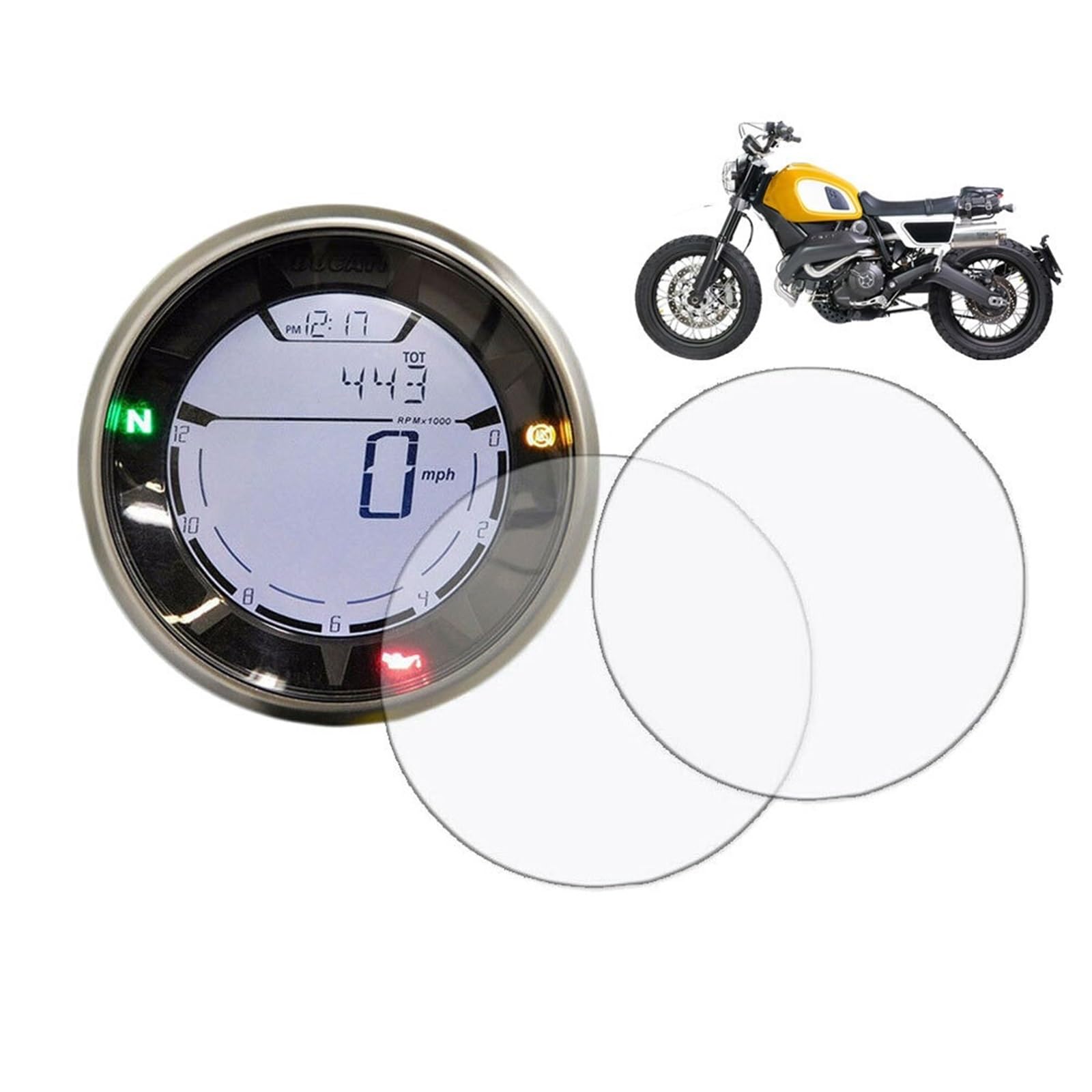 Jodriva Motorrad-Tacho-Cluster-Kratzschutzfolie, Displayschutzfolie, for Ducati Scrambler 400 800 2017 2015 2016 2018–2022 Tacho-Schutzfolie(5 PCS) von Jodriva