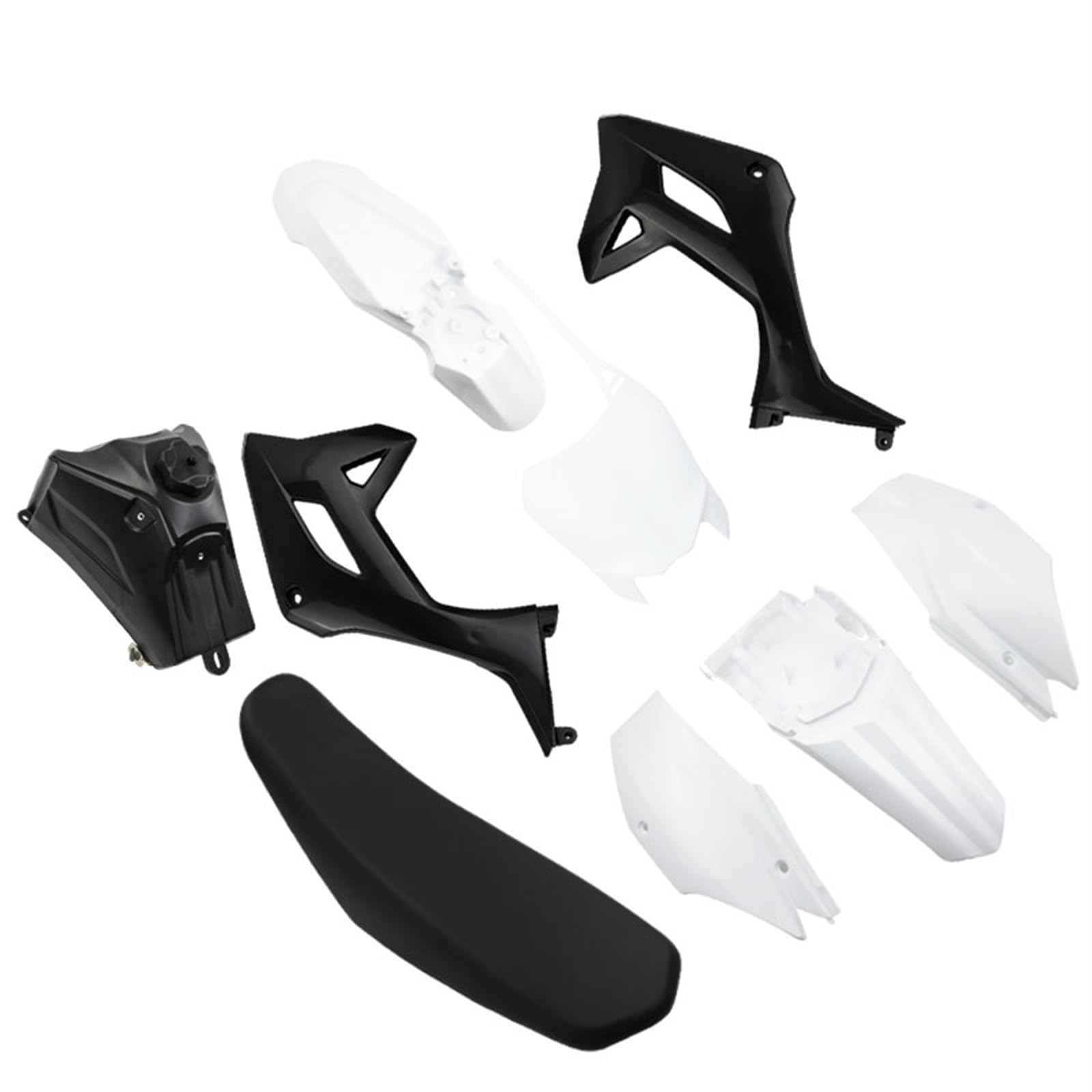 Jodriva Motorradverkleidungs-Bodykits, Kraftstofftank CRF 110 2022, for Sitzkissen, Kotflügel, Schutzabdeckungen, CRF110 Dirt Pit Bike Verkleidungsteile für Motorräder(Black White) von Jodriva