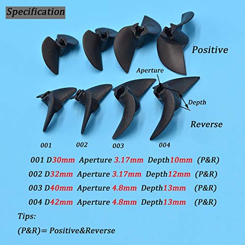 Jodriva RC Boot Prop Zwei Klingen Paddel Schraube 2 Klingen Nylon Boot Propeller Positiv/Reverse 3,17mm/4,8/4,76mm Rc Boot Welle Bootspropeller(ReverseD30For3p17) von Jodriva