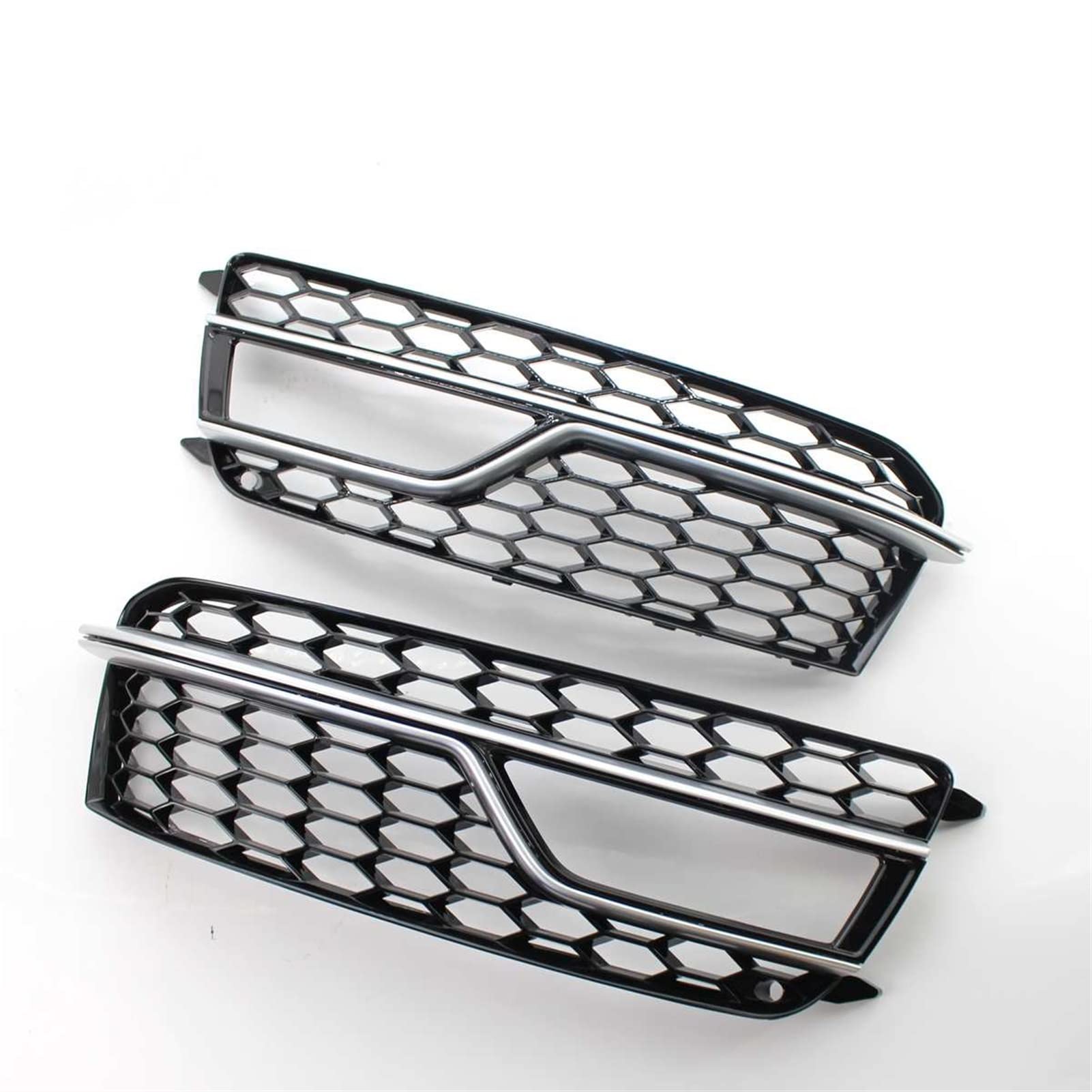 Jodriva Schwarz Silber 2 Stück Honeycomb Car Front Nebelscheinwerfer Lampenabdeckung Honeycomb Grill Bumper Grille, for Audi, for S5 A5, for, Bumper 2013-2016 Nebelscheinwerfer-Kühlergrill-Abdeckungs von Jodriva