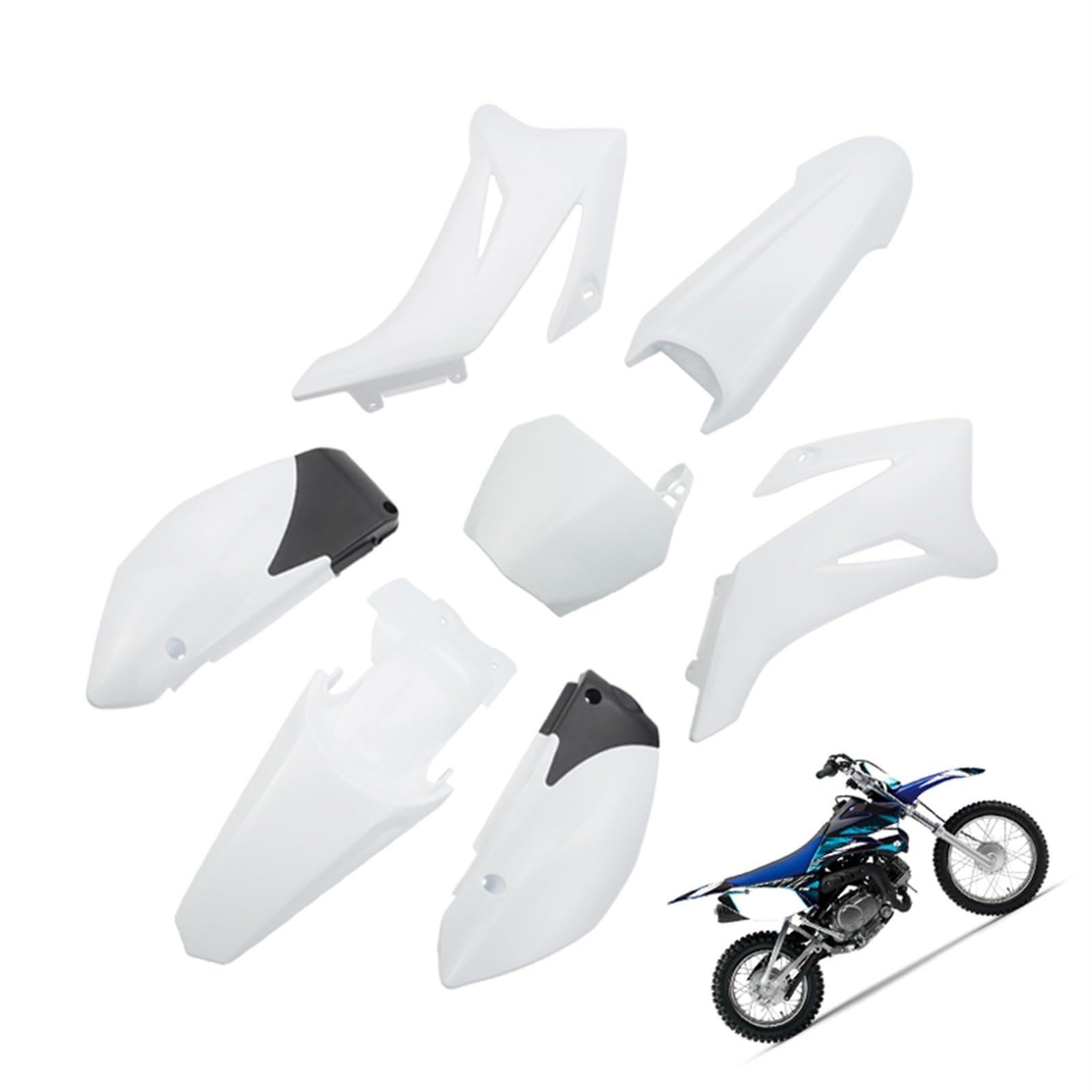 Jodriva TTR110 Kunststoff-Verkleidungskörper-Kit TTR110 TTR 110 2008 2009 2010 2011 2012 2013 2014 2015 & 110–200 cc Dirt Bike Verkleidungsteile für Motorräder(White) von Jodriva