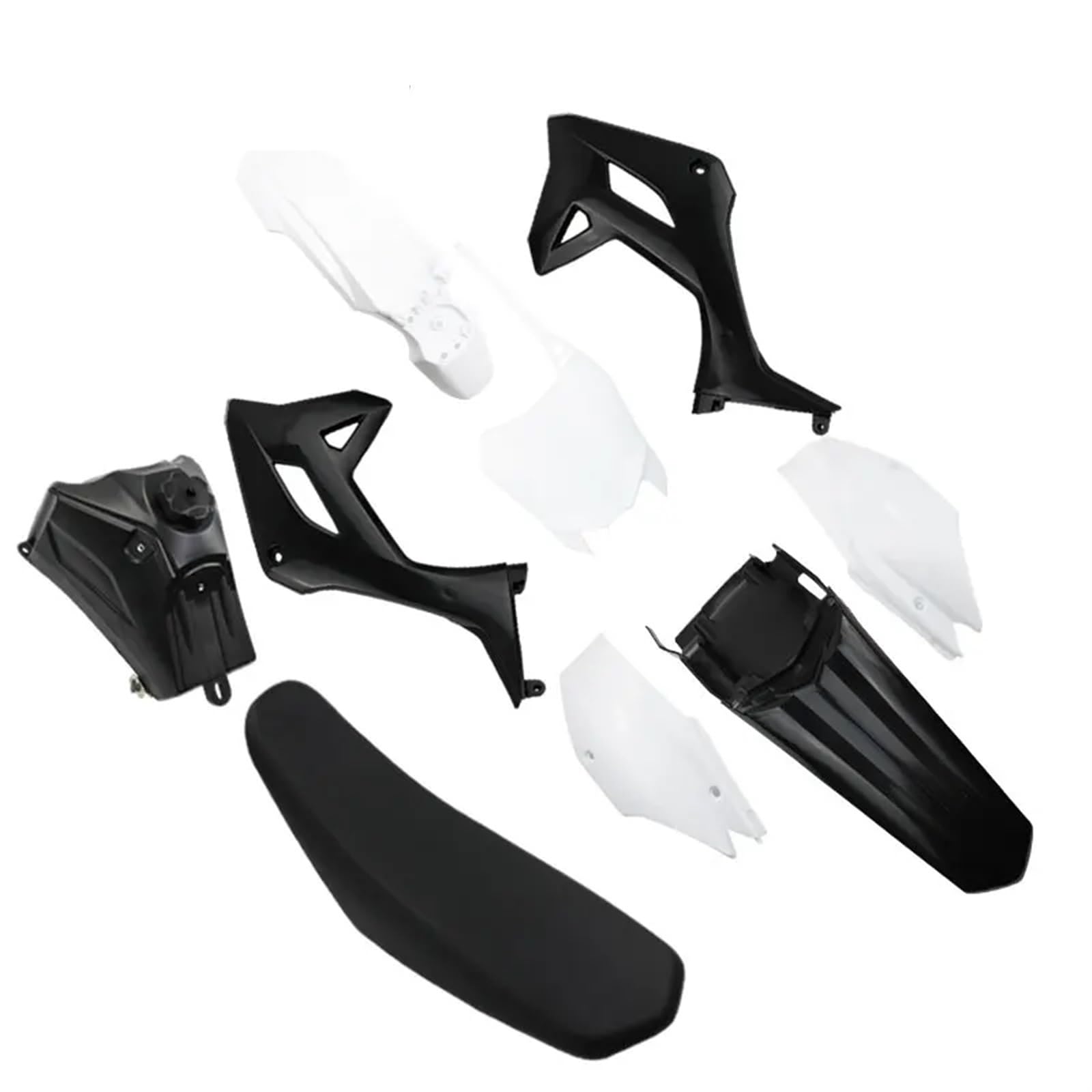 Jodriva Teile Motorrad Kunststoff Verkleidung Body Kit CRF 125 2022, for Sitzkissen Kraftstofftank CRF125 Dirt Pit Bike Zubehör Verkleidungsteile für Motorräder(Black White) von Jodriva