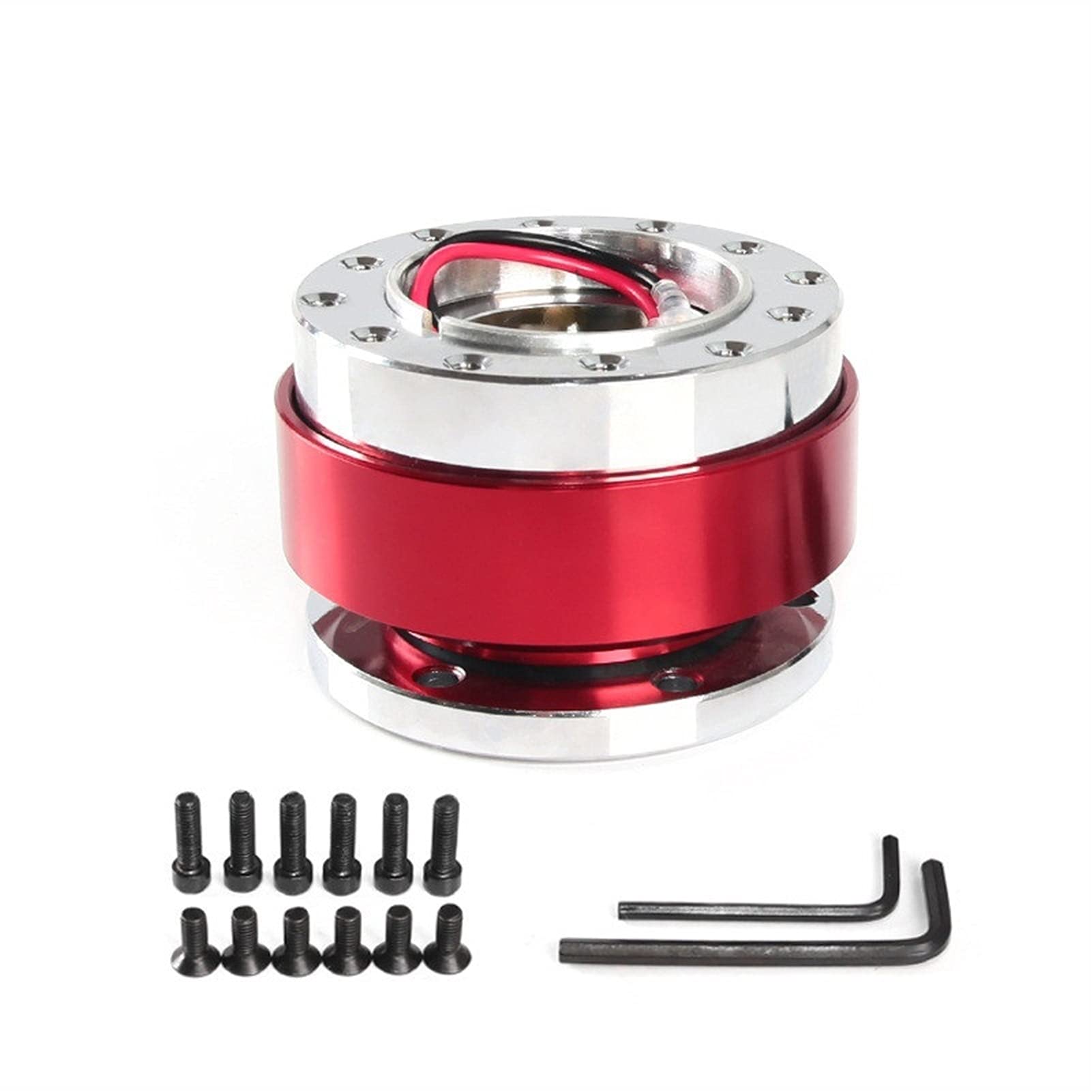 Jodriva Universal Aluminium Racing Lenkrad Snap Off Quick Release Hub Adapter Boss Kit Auto Sport Lenkrad Lenkradnabensatz(Red) von Jodriva