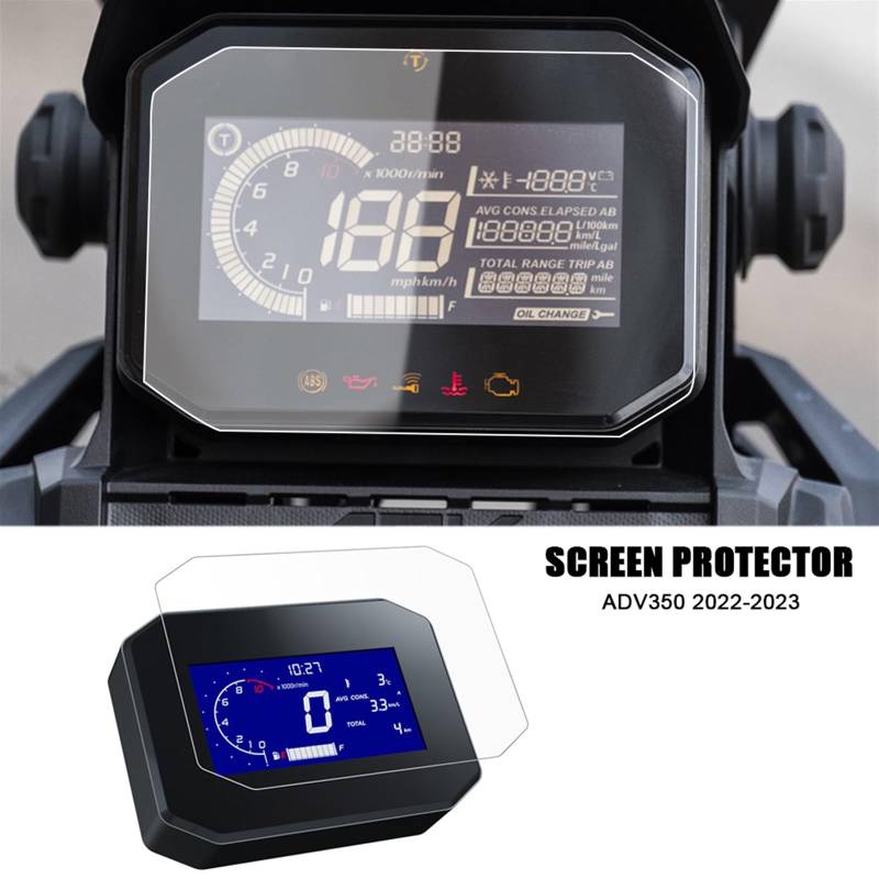 Jodriva for ADV350 ADV 350 2022 2023 Motorrad Zubehör Scratch Cluster Screen Dashboard Schutz Instrument Film Tacho-Schutzfolie(2 Sets) von Jodriva