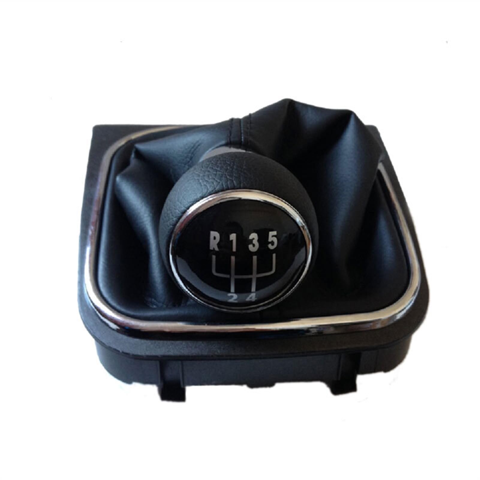 Jodriva for VW, for Golf V VI, for Golf 5, for Golf 6, for Jetta 5-Gang-6-Gang-Auto-Schaltknäufe, Stockgriff mit Gaitor-bezogenem Lederknopf Auto-Schalthebelknopf(5 Speed) von Jodriva