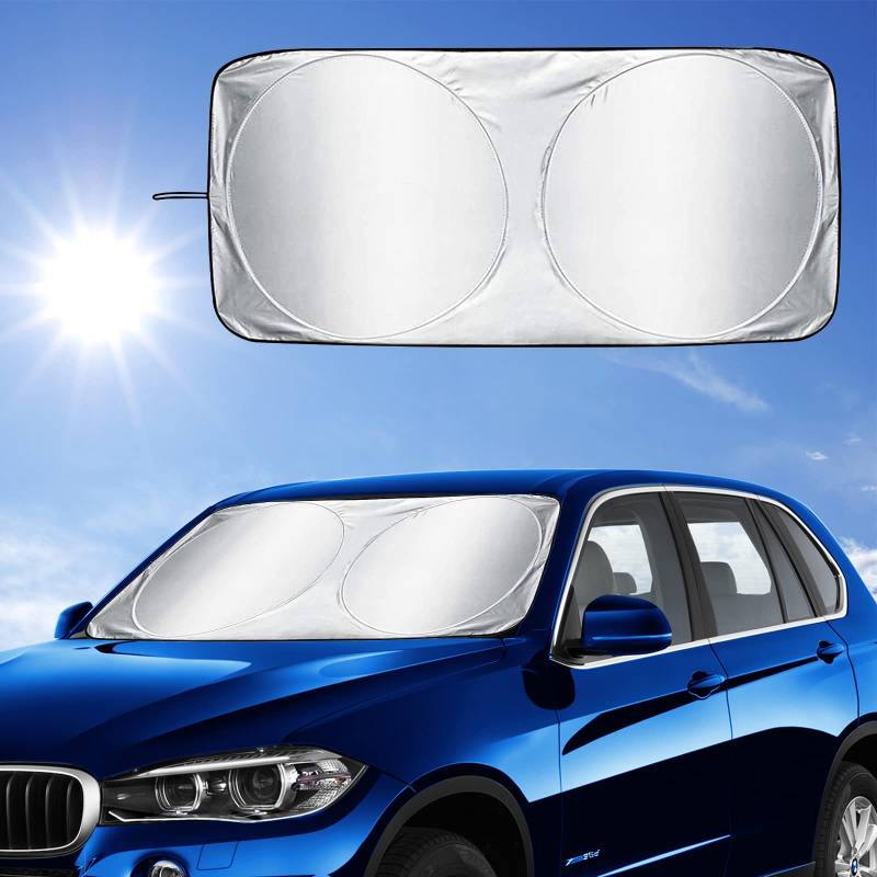 Sonnenschutz Auto,Auto Windschutzscheibe Sonnenschirm,Vorderseite Frontscheibe Sonnenschutz,Faltbarer Schutzschirm Sonnenblende,Reflektierender UV Staub Schutz,Auto Heckscheibe Schutz Block,160x86cm von Jodsen